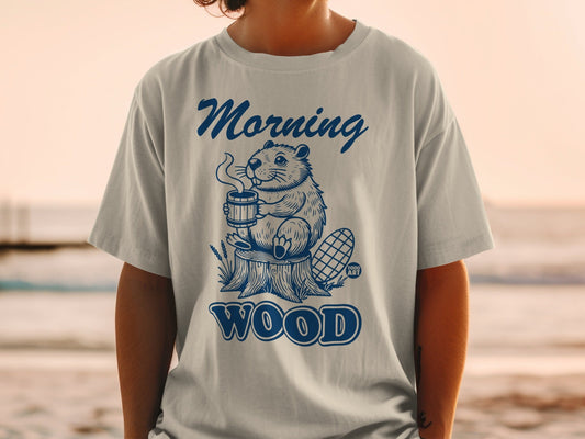 Morning Wood Beaver Graphic Tee Fun Novelty Shirt