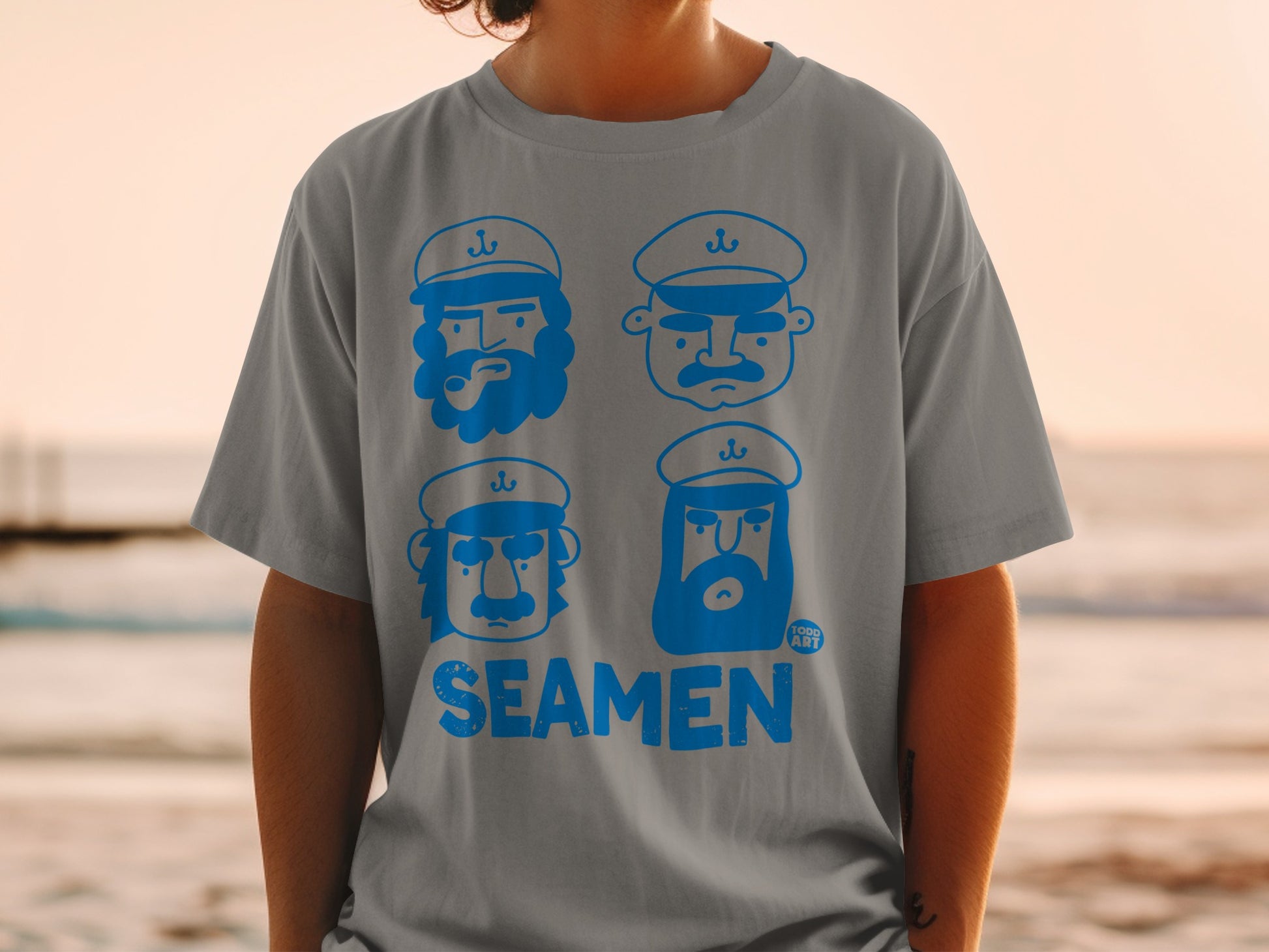 Seamen Todd Art Four Sailor Faces Anchor Caps product type