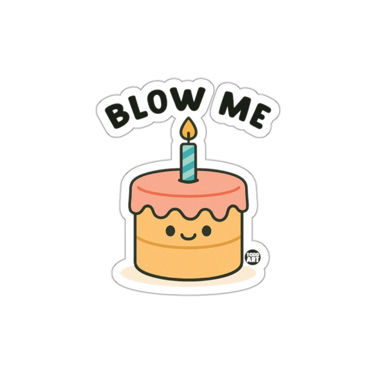 Blow Me Cute Birthday Cake Sticker Fun Design