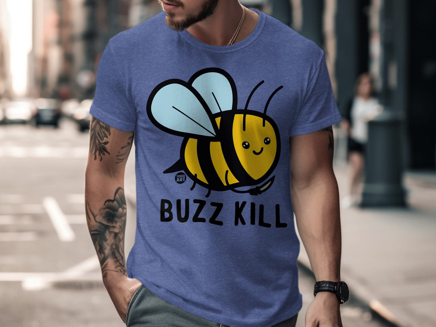 Funny Buzz Kill Bee Illustration Tee