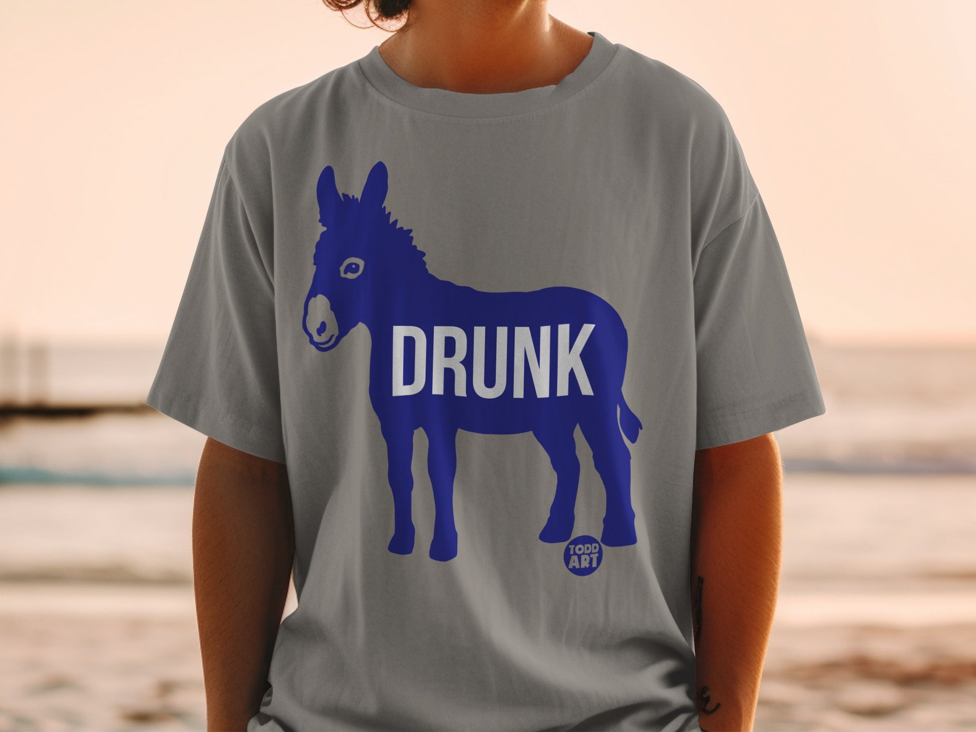 Drunk Donkey Graphic Todd Art Tee Casual Shirt
