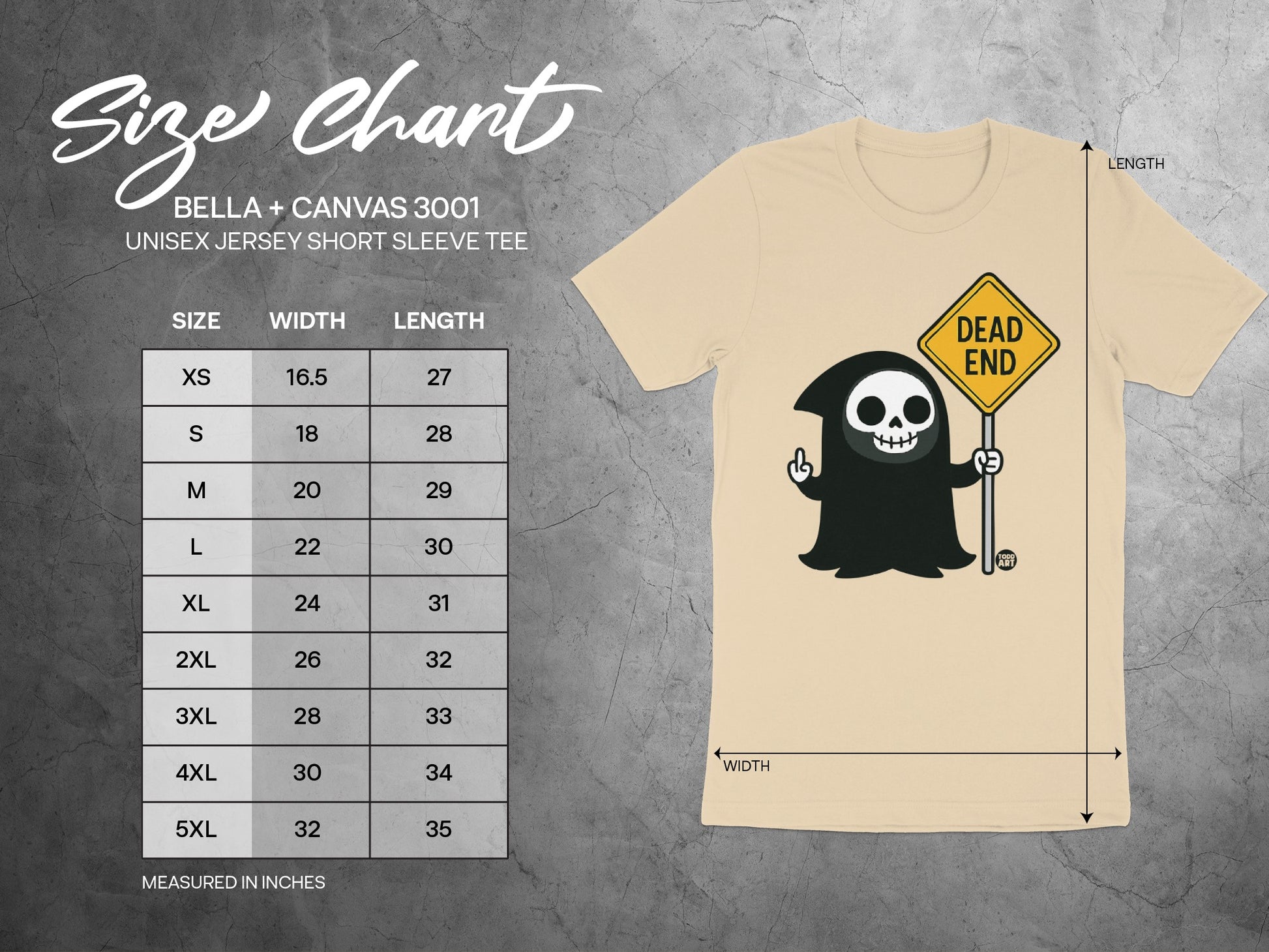 Dead End Sign Grim Reaper Design Unisex Short Sleeve Tee