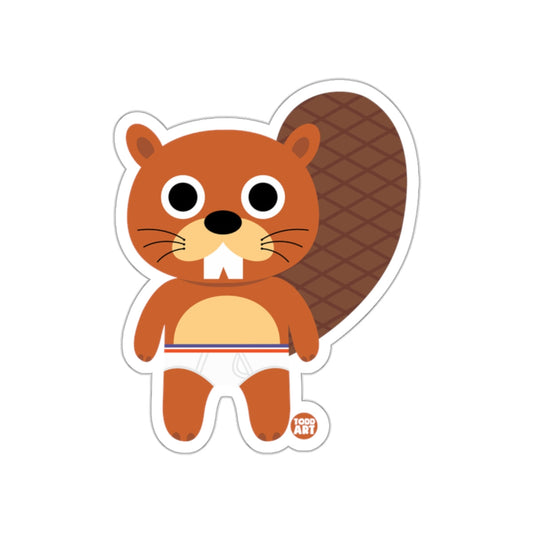 Cute Cartoon Beaver with Diaper Animal Character Sticker