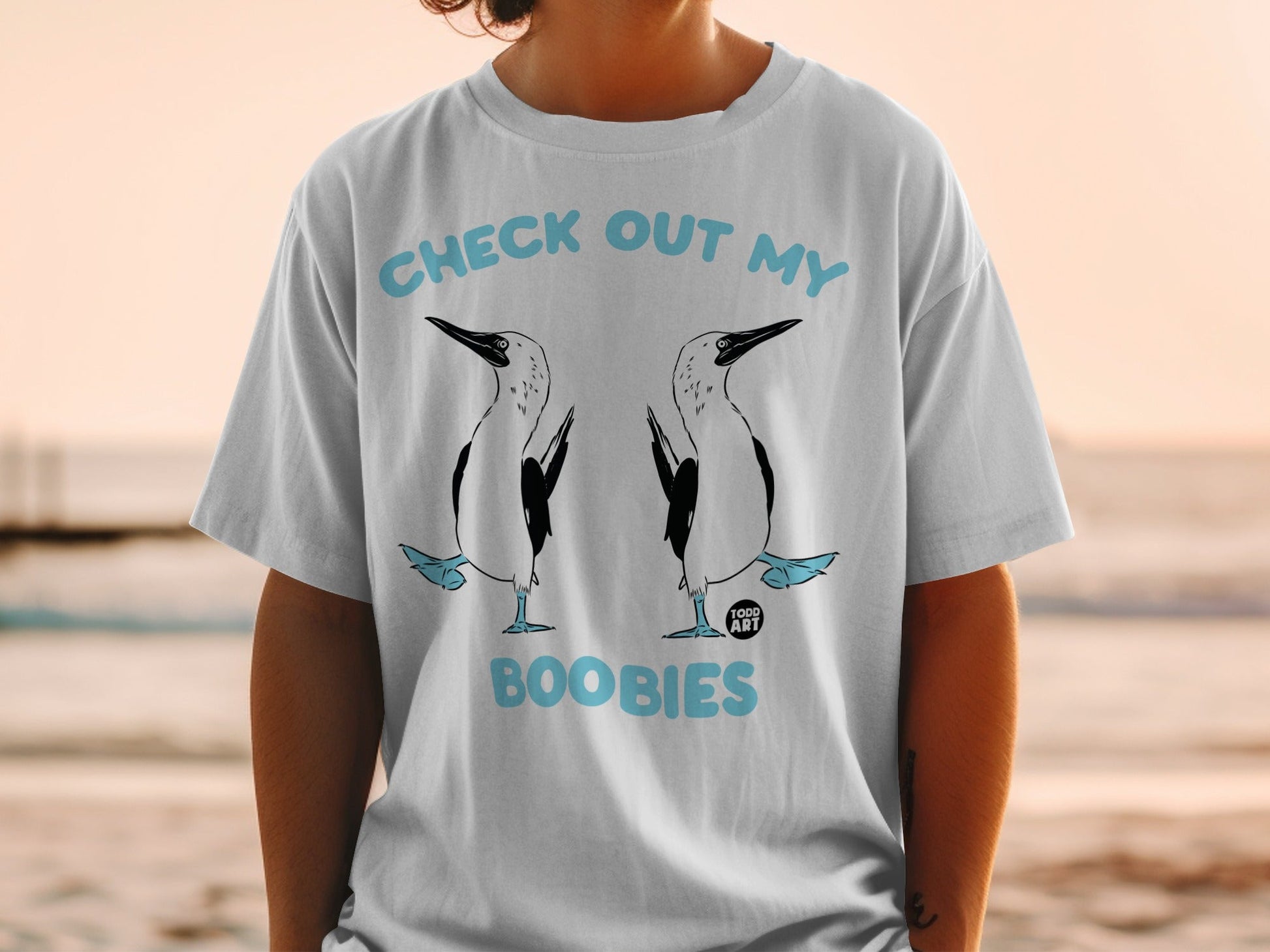 Check Out My Boobies Funny Bird Graphic T-Shirt