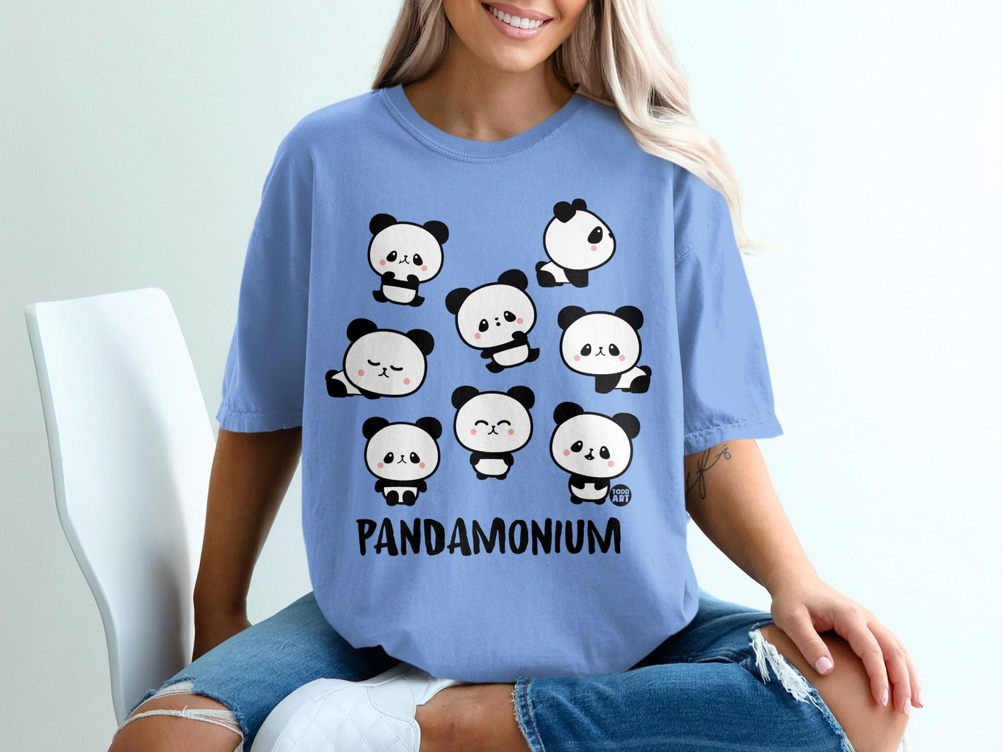 Cute Pandamonium Cartoon Panda Graphic T-Shirt