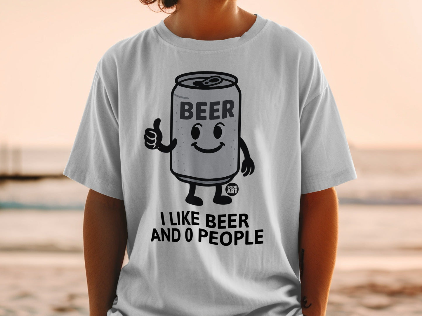 I Like Beer And 0 People Graphic Tee Fun T-Shirt