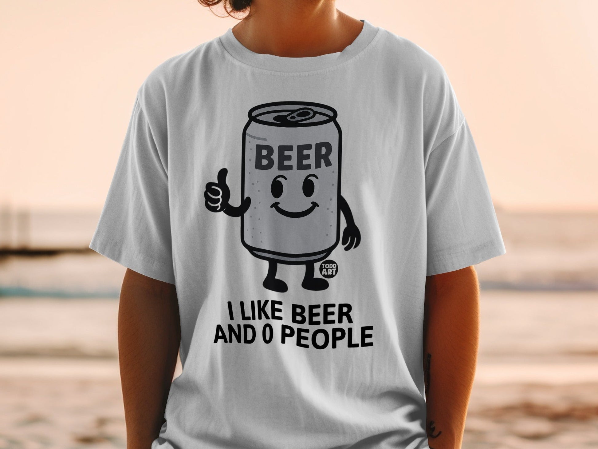 I Like Beer And 0 People Graphic Tee Fun T-Shirt