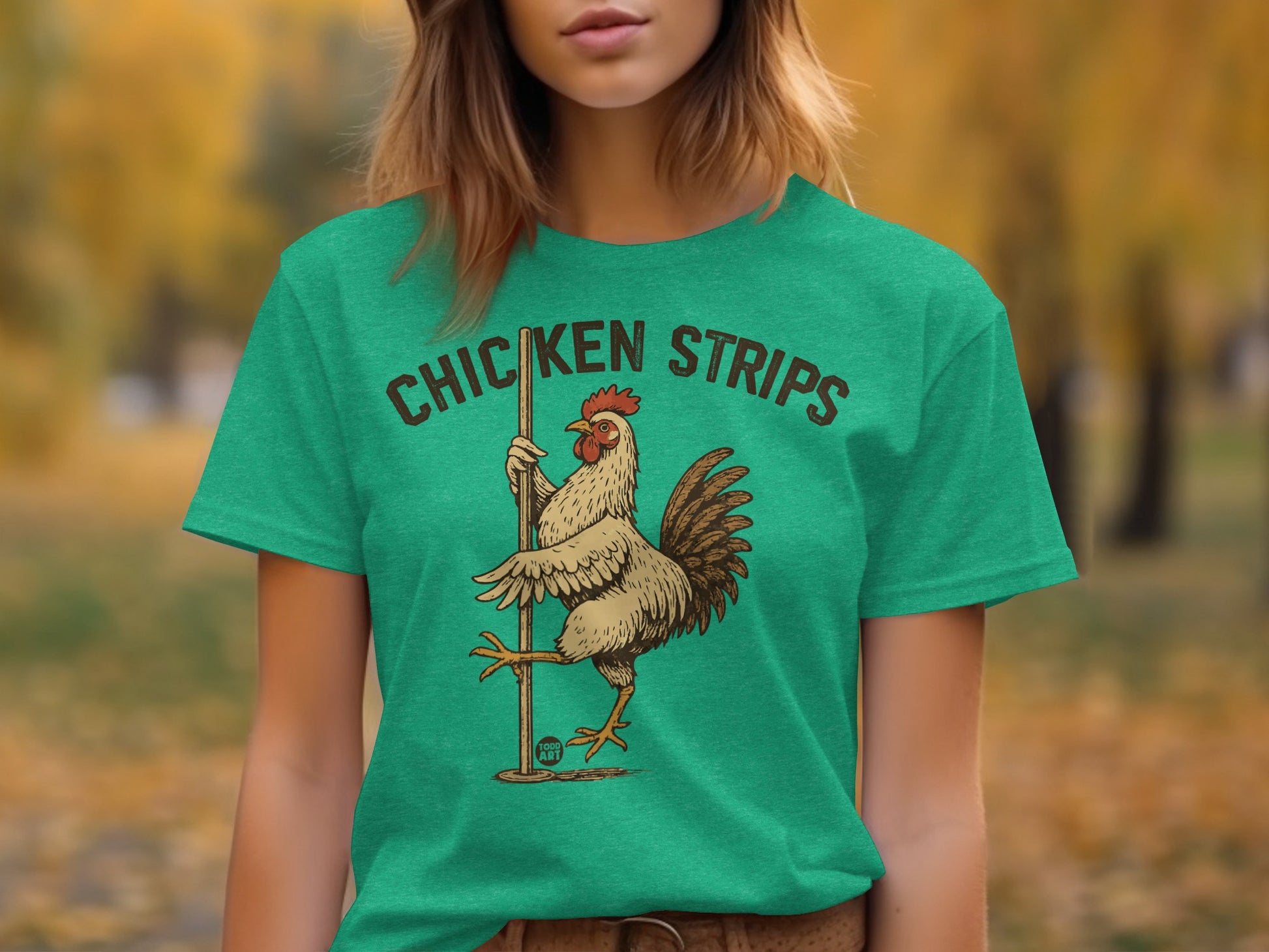 Funny Chicken Strips Graphic Tee Shirt for Adults