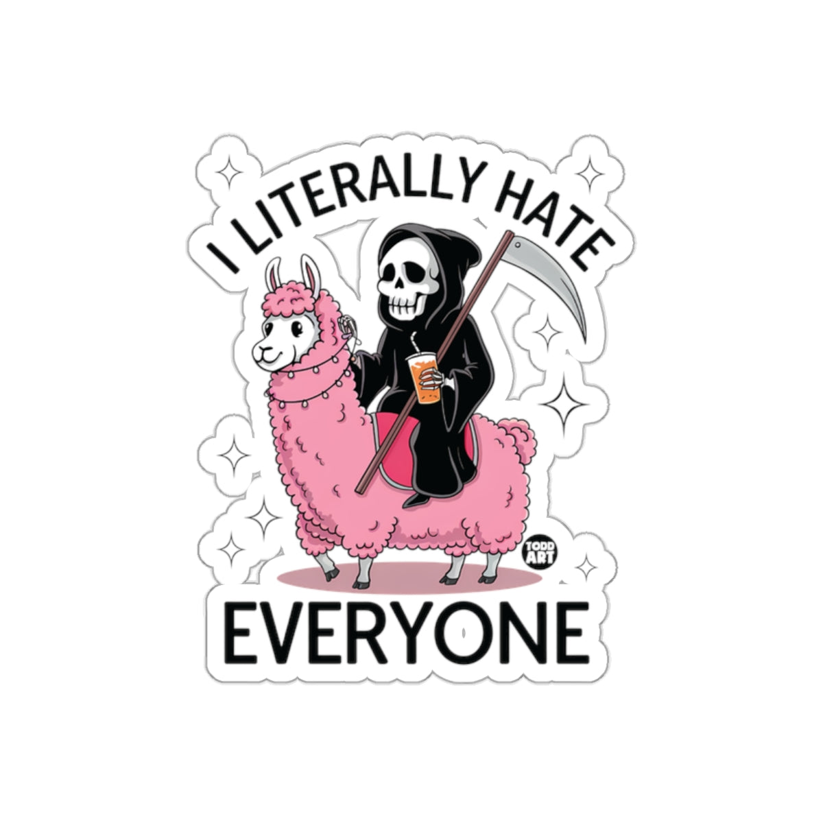 I Literally Hate Everyone Llama Grim Reaper Funny sticker
