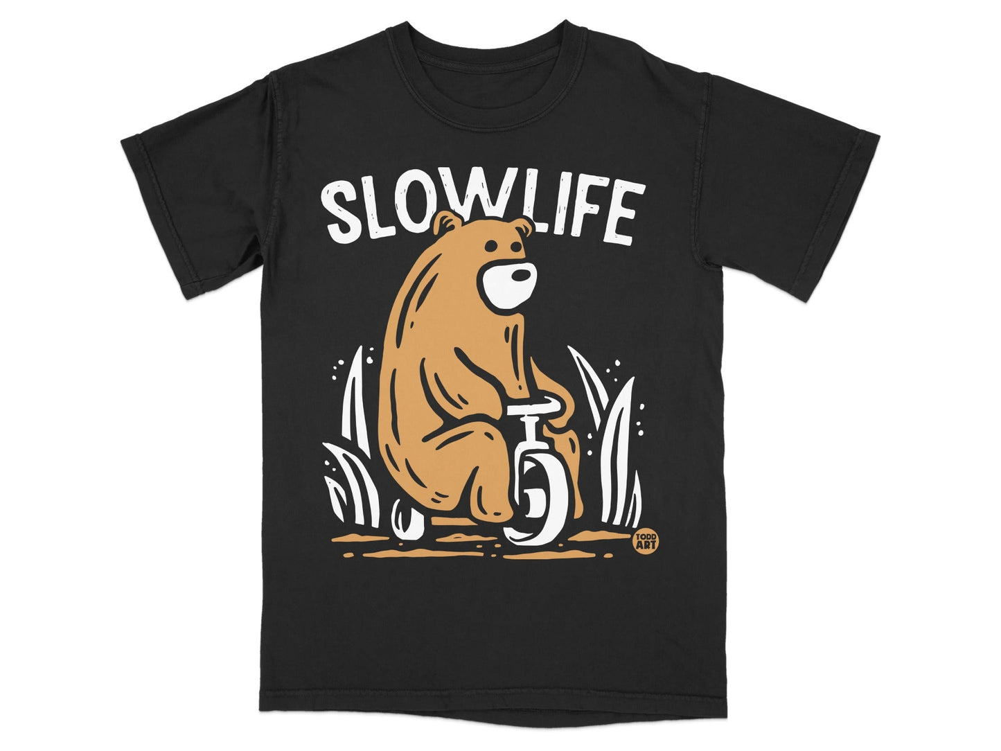 Slow Life Bear on Unicycle Graphic T-Shirt