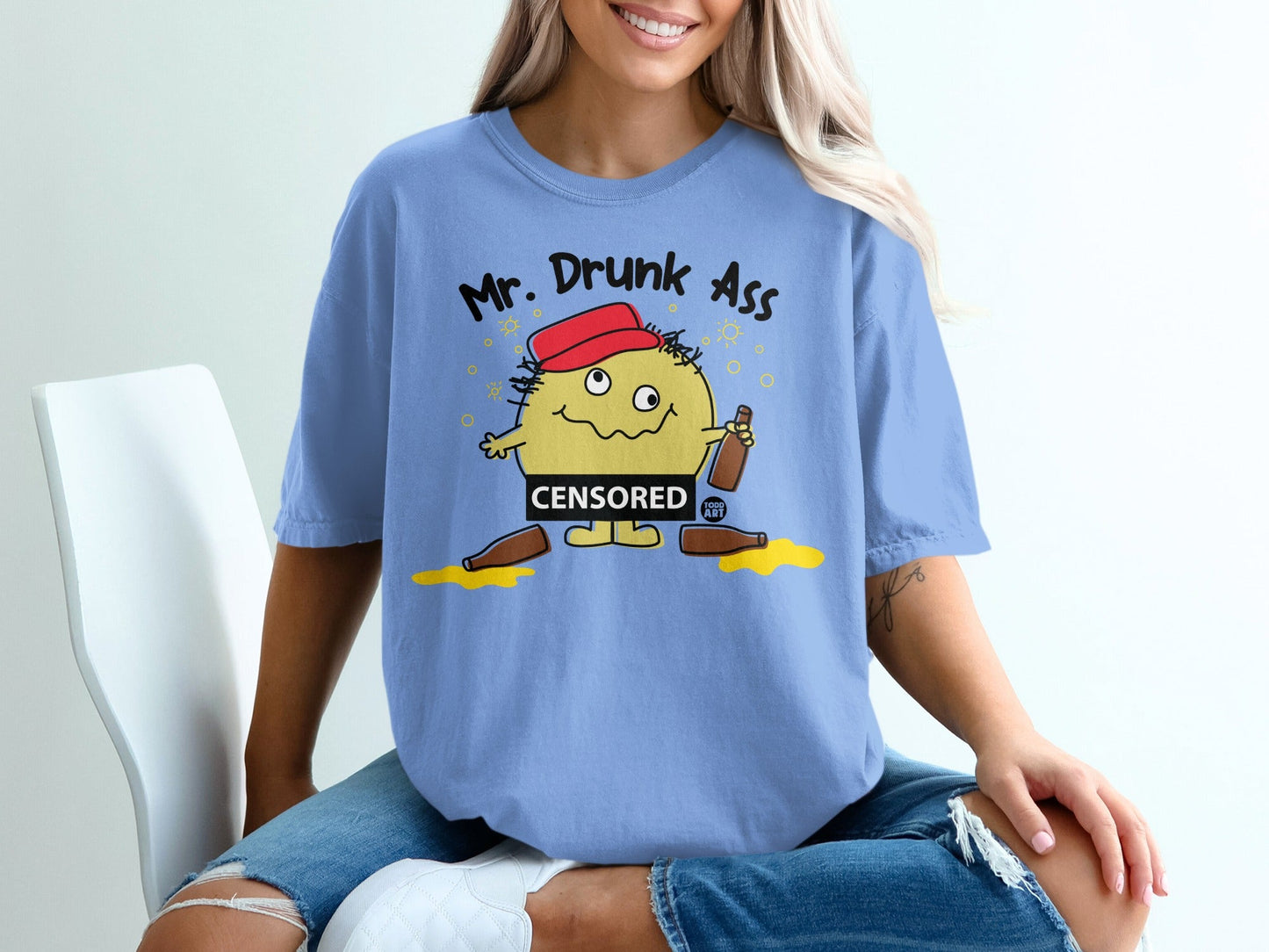 Mr. Drunk Ass Censored Funny Graphic T-shirt