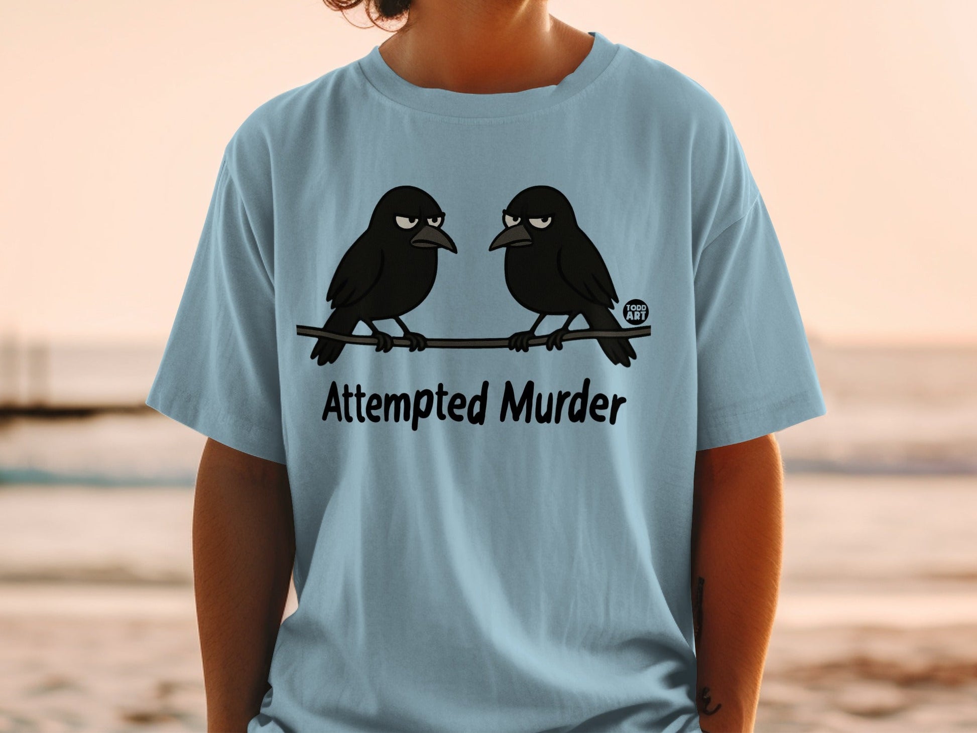 Funny Crows Attempted Murder Graphic T-shirt