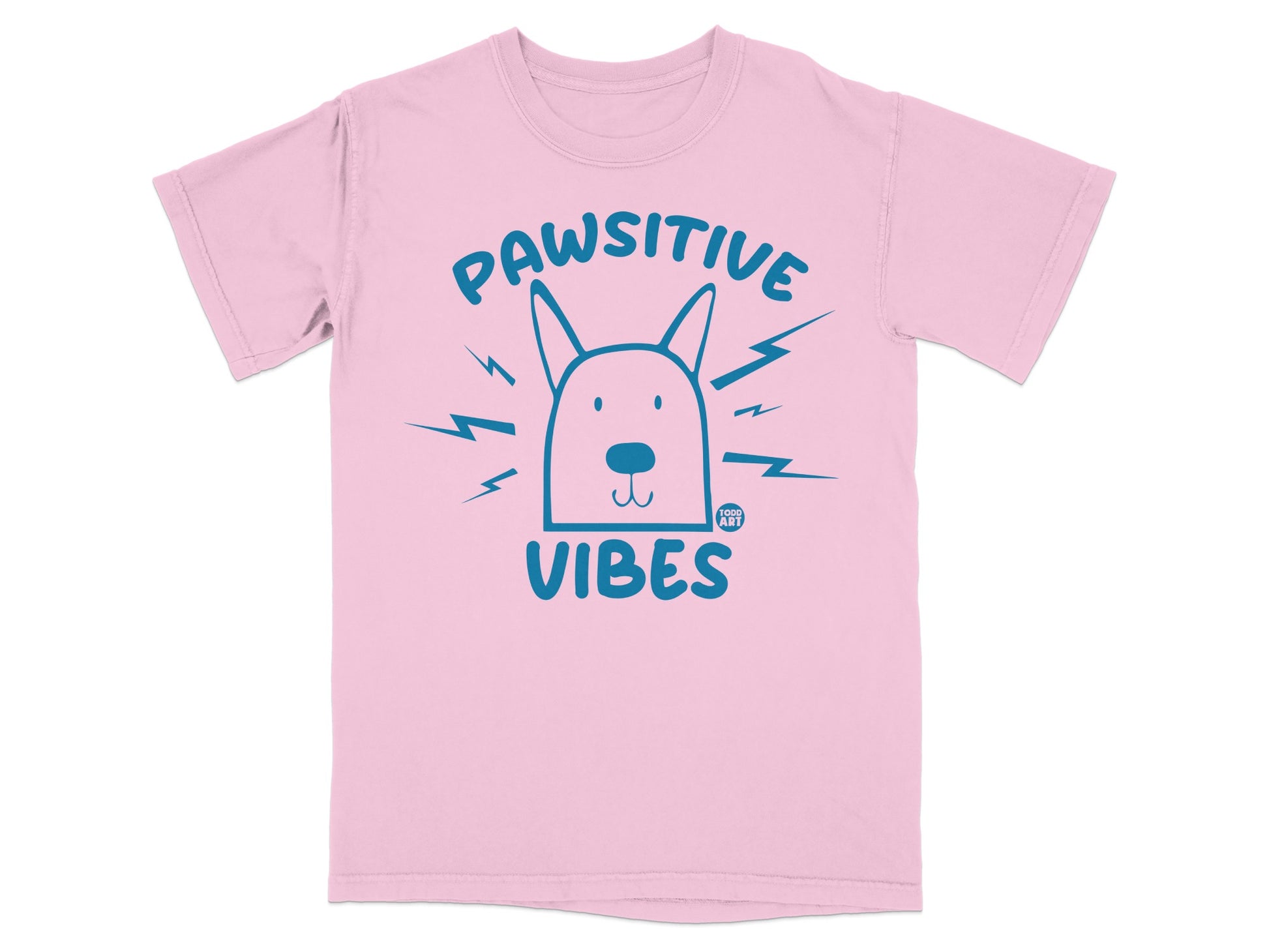 Pawsitive Vibes Cute Cartoon Dog Graphic T-shirt