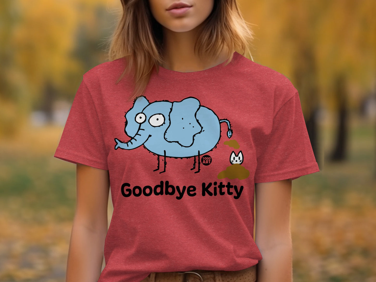 Cute Goodbye Kitty Elephant Humor Graphic Shirt