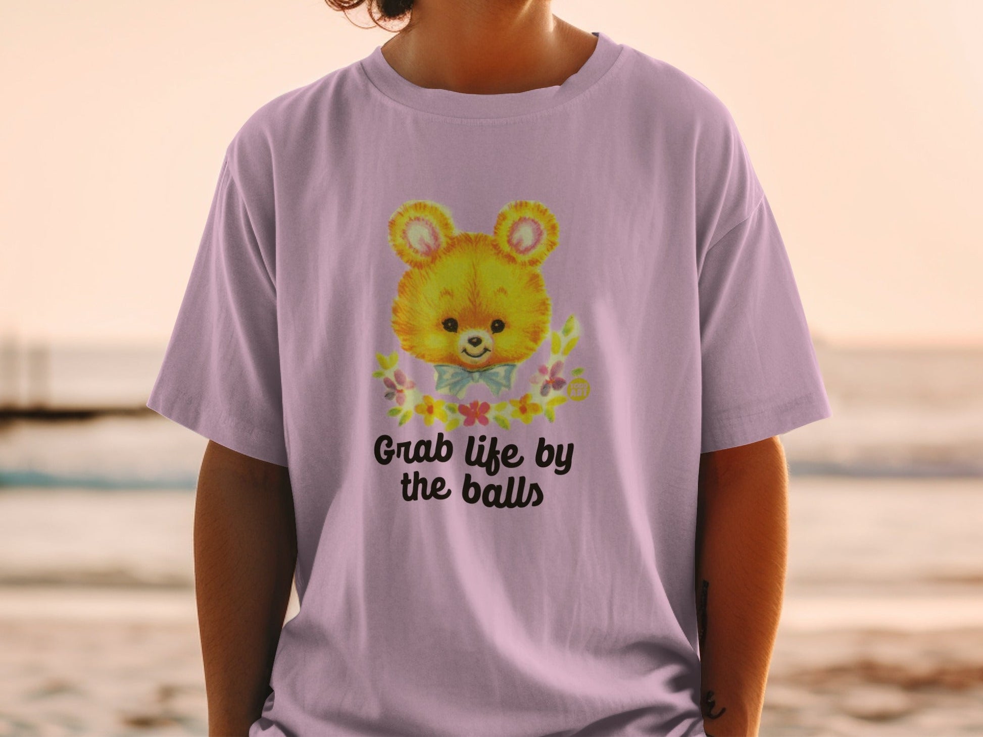 Grab Life By The Balls Cute Bear Graphic T-Shirt