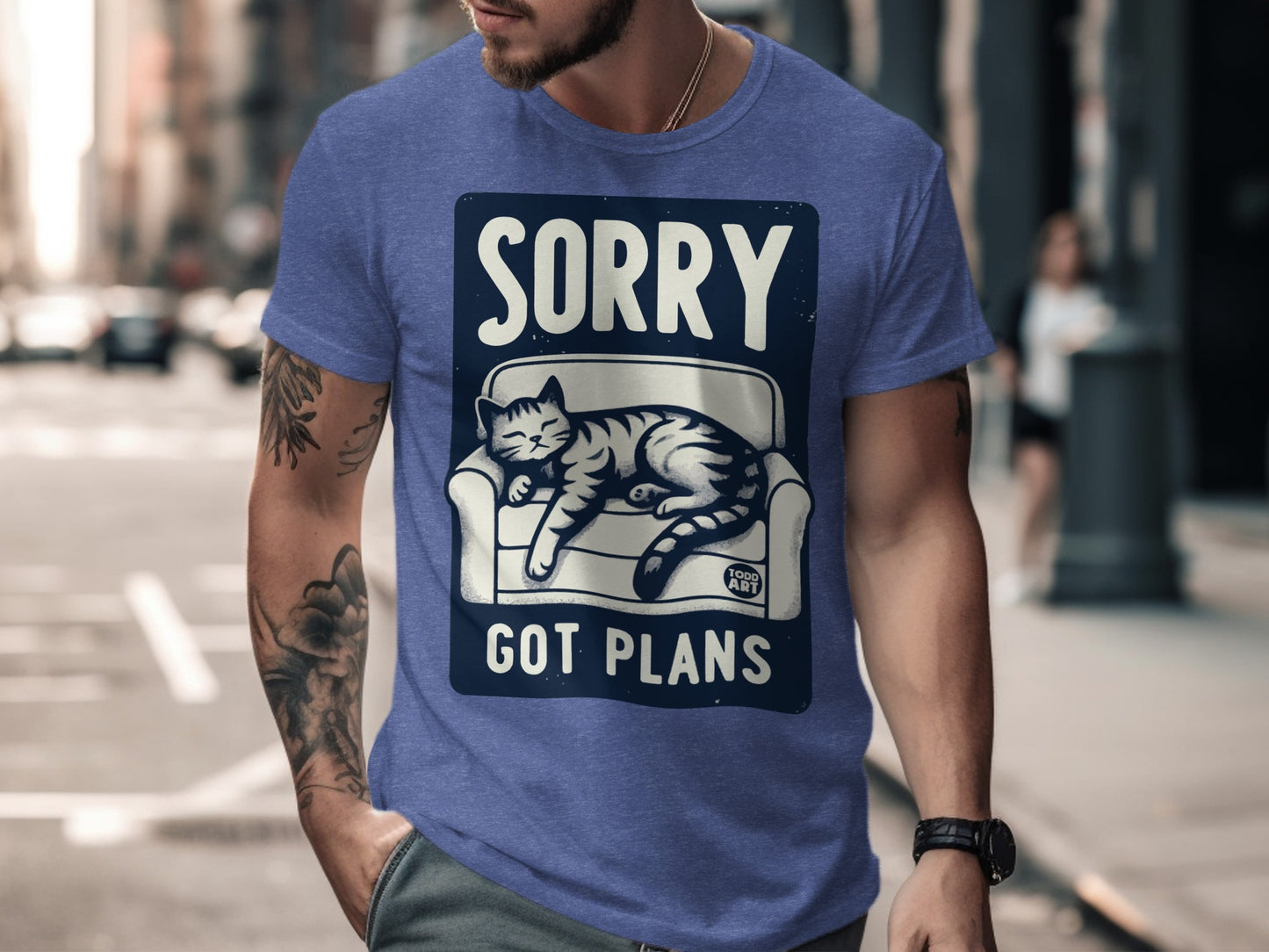 Sorry Got Plans Cat Graphic Tee Shirt for Pet Lovers