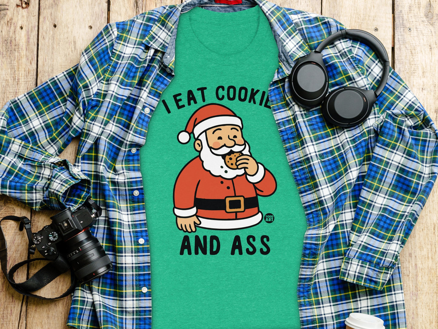 I Eat Cookies and Ass Funny Santa Shirt