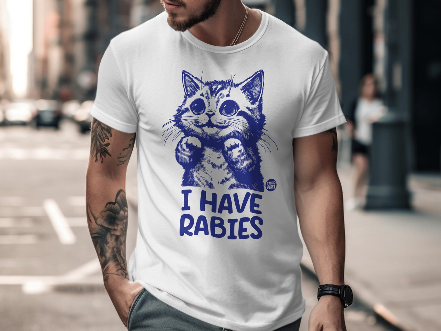 I Have Rabies Funny Cat Graphic Tee Shirt