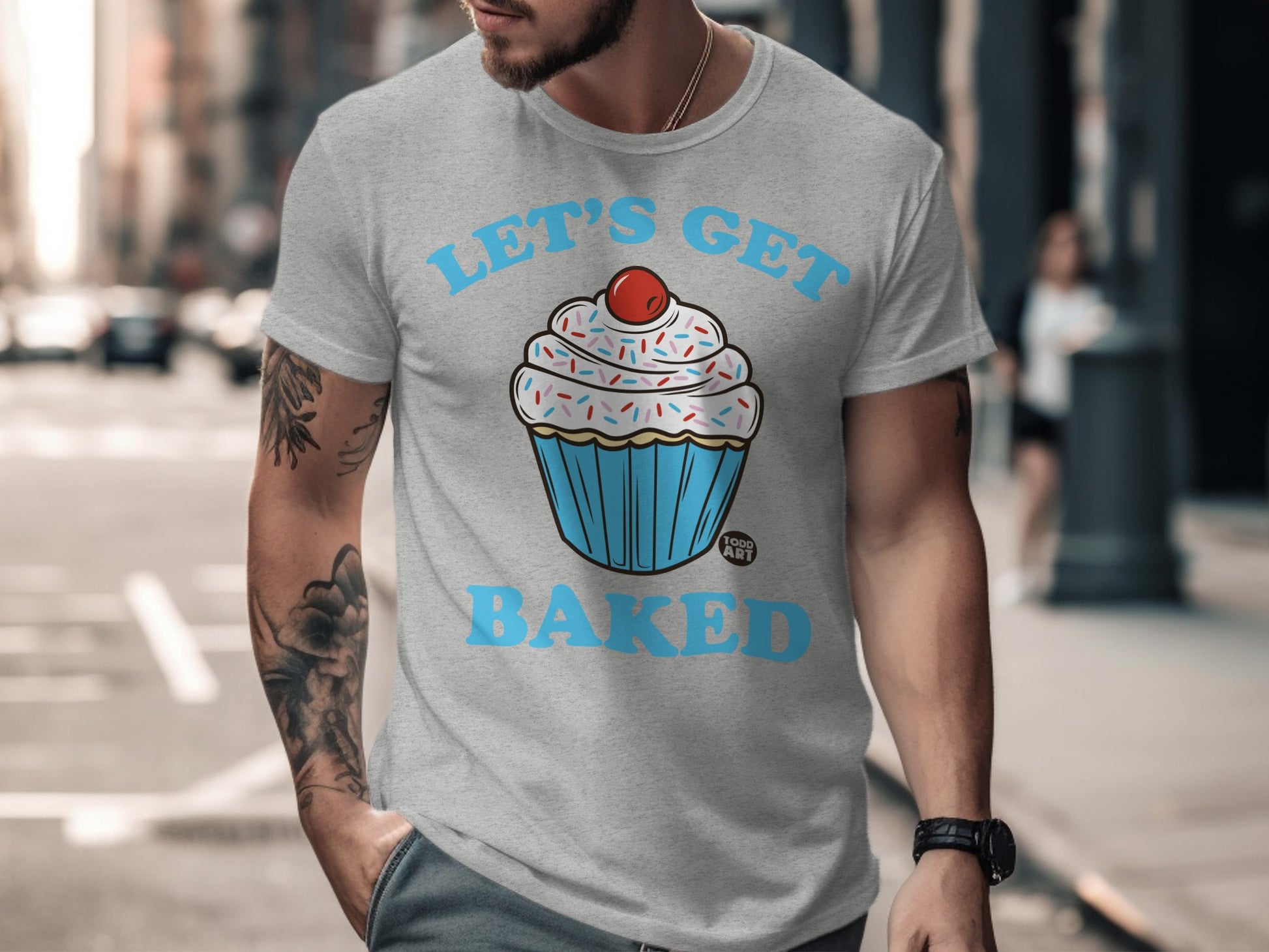Let's Get Baked Cupcake Graphic T-Shirt for All Events