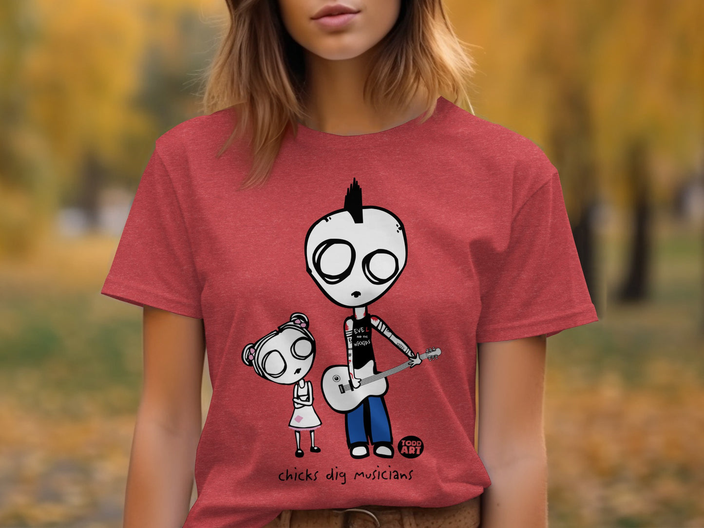 Chicks Dig Musicians Funny Graphic Red Shirt