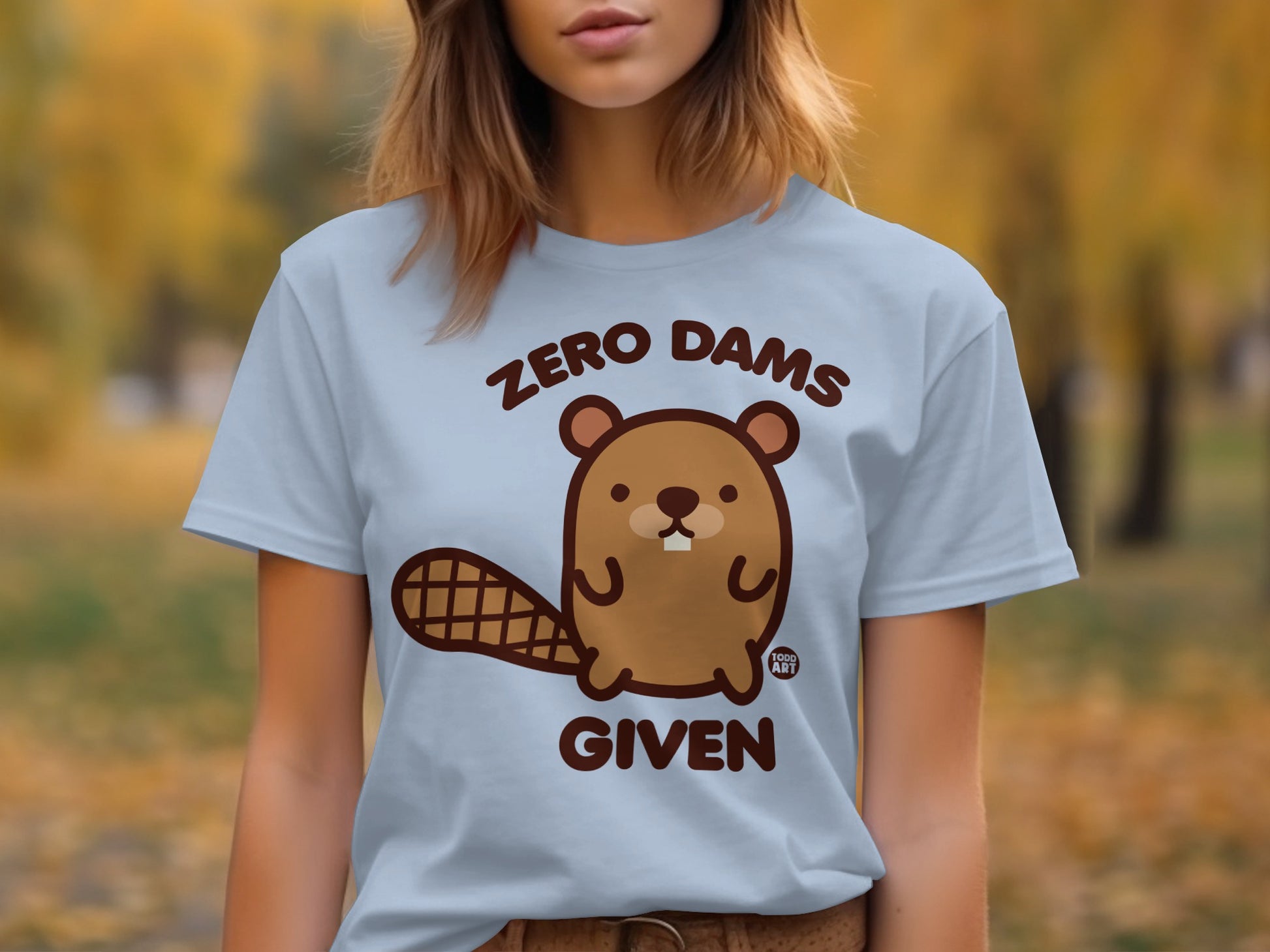 Zero Dams Given Beaver Cute Funny Graphic T-shirt