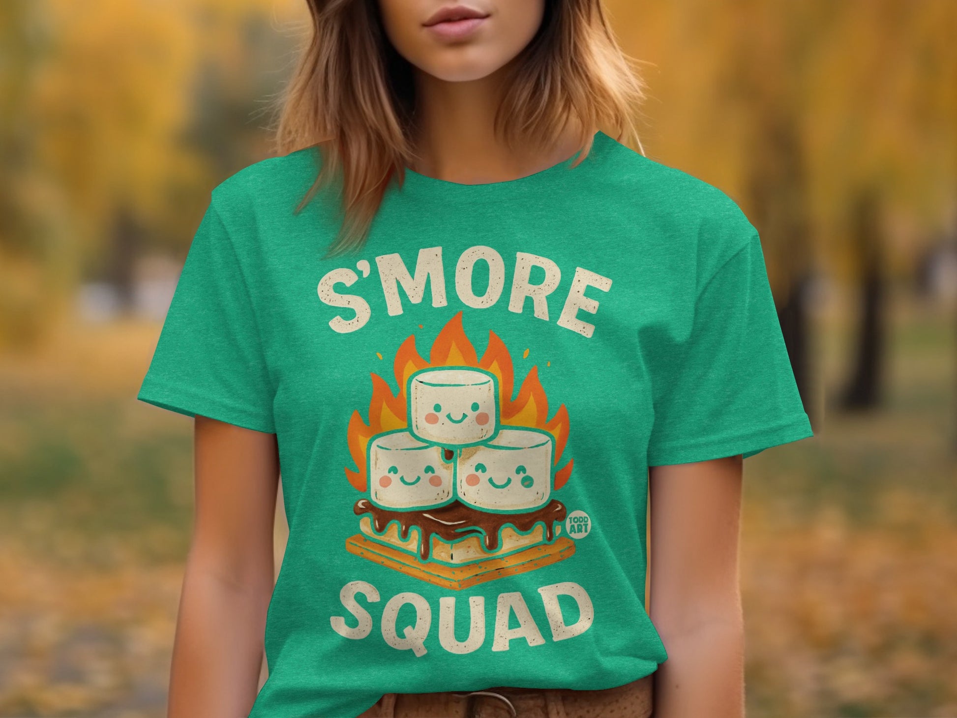 S'more Squad Graphic Tee with Cute Marshmallow Design