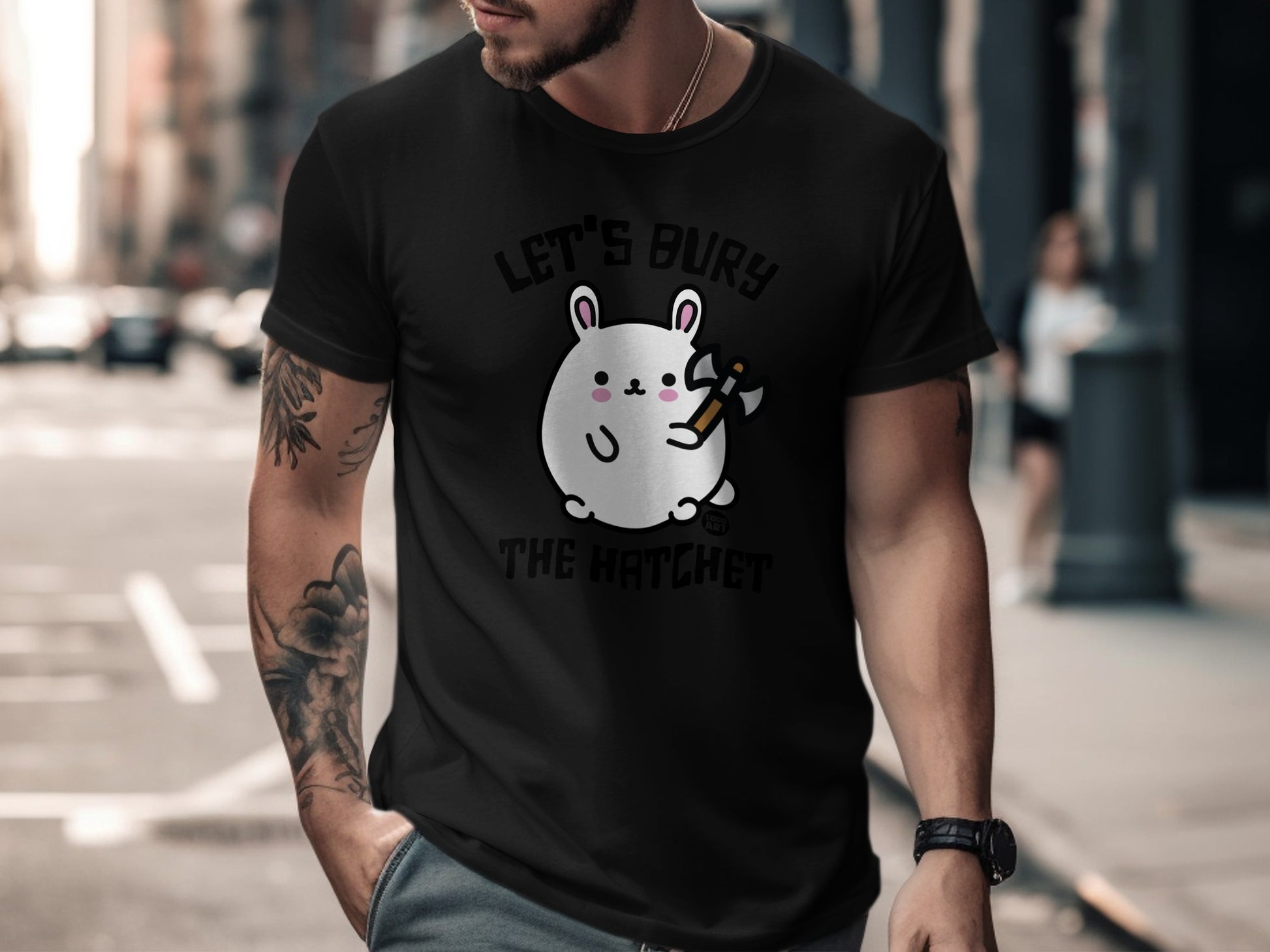 Let's Bury the Hatchet Cute Rabbit Graphic T-shirt