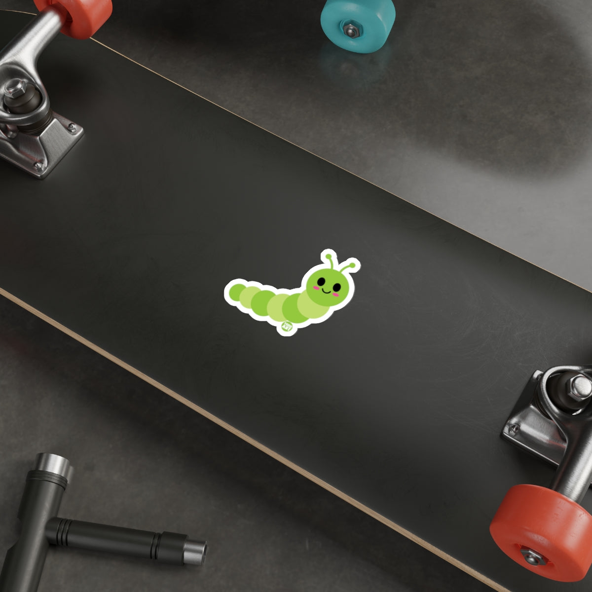 Cute Green Caterpillar Design for Skateboard Deck