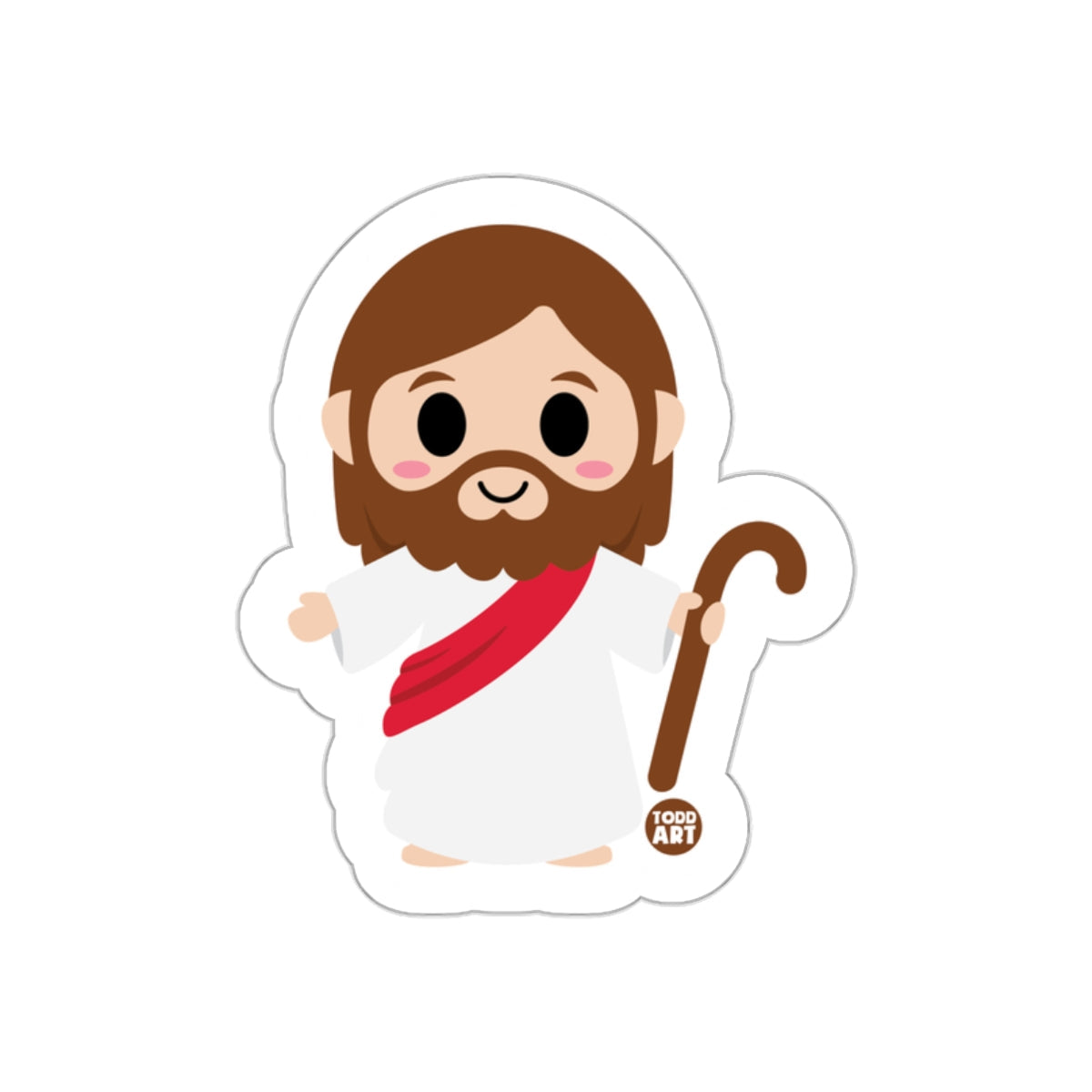 Cute Cartoon Jesus with Staff Sticker for Decoration