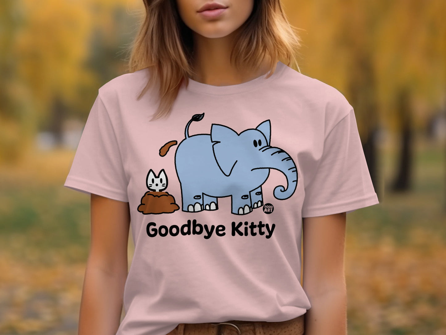 Goodbye Kitty Elephant Design Graphic T-Shirt