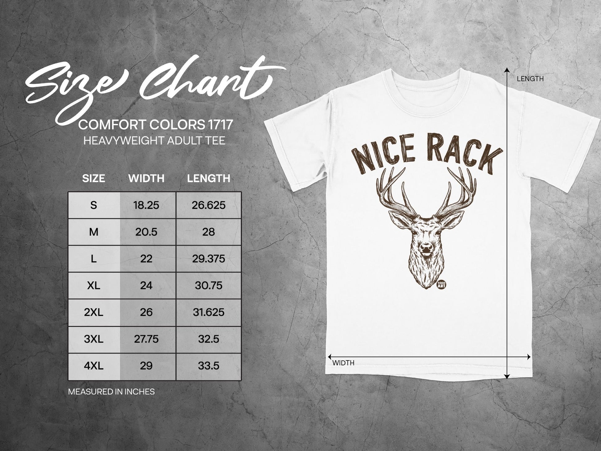 Nice Rack Deer Illustration Heavyweight Adult Tee