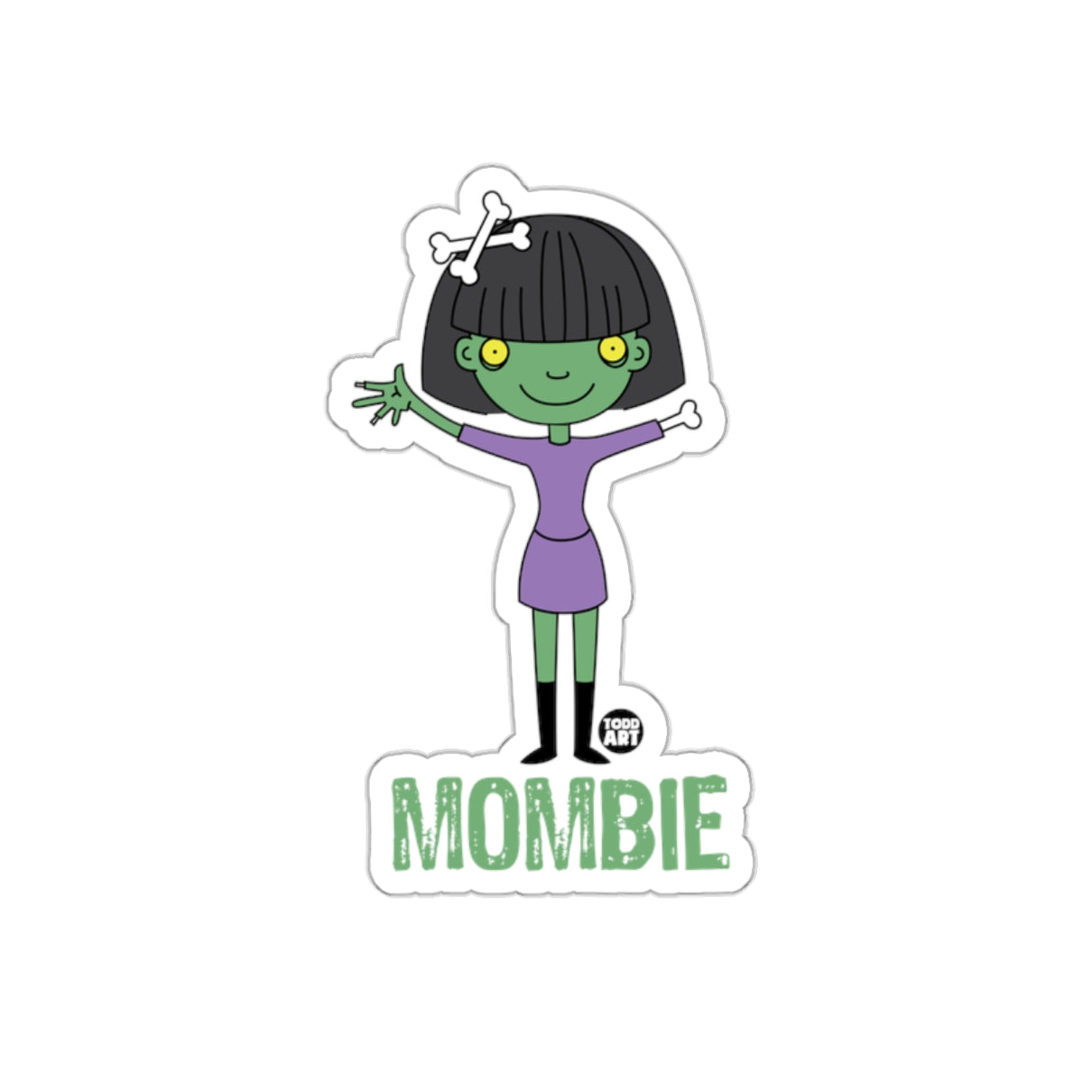 Mombie Cute Green Zombie Character Sticker Design