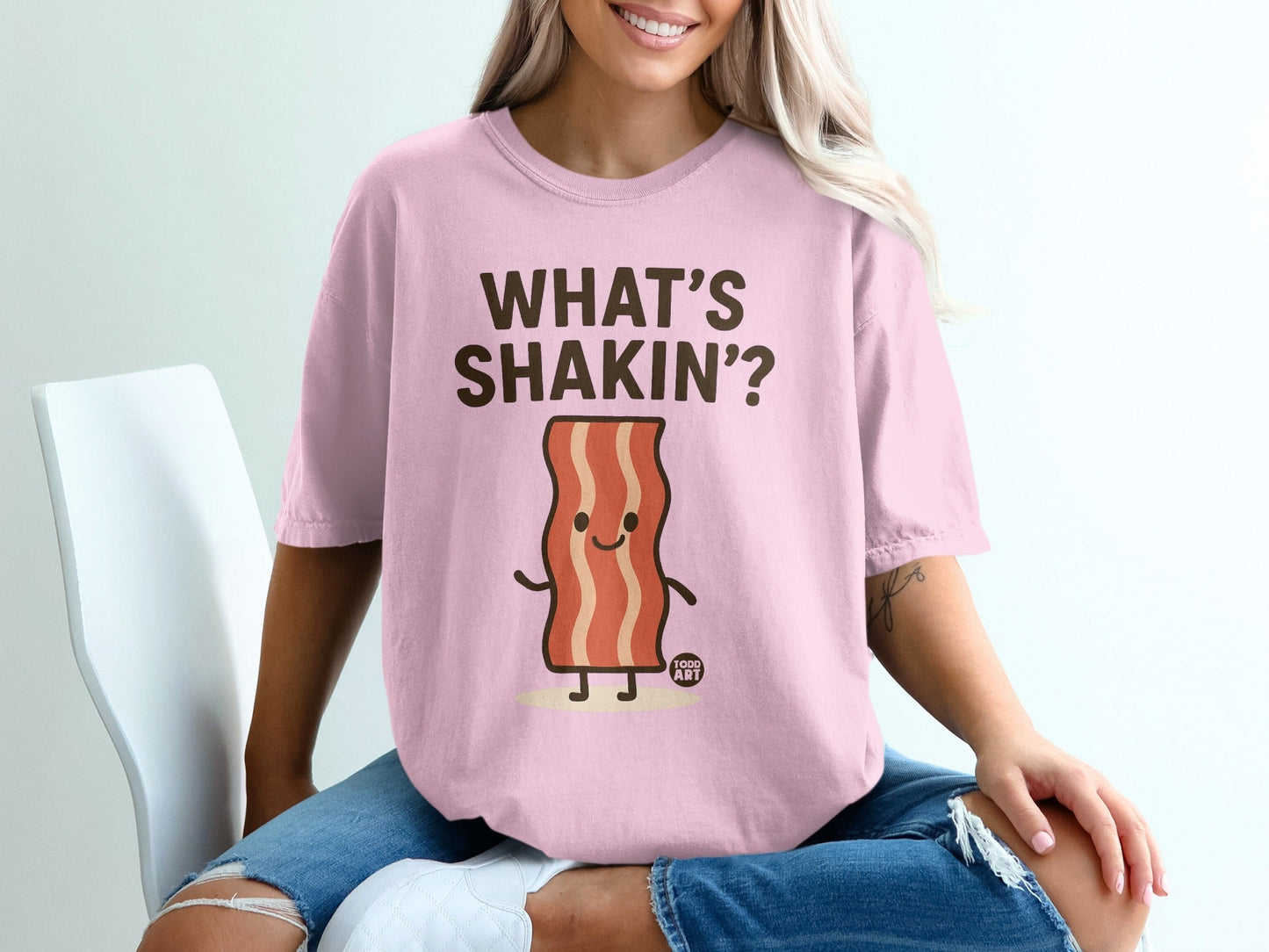 What's Shakin' Cute Bacon Graphic Tee Shirt