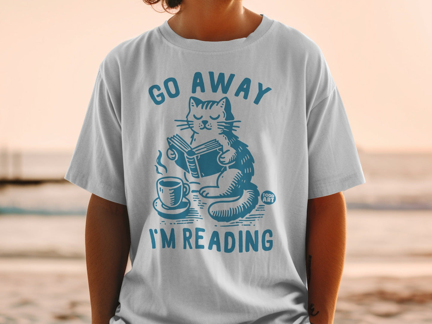 Go Away I'm Reading Cat Graphic T-Shirt