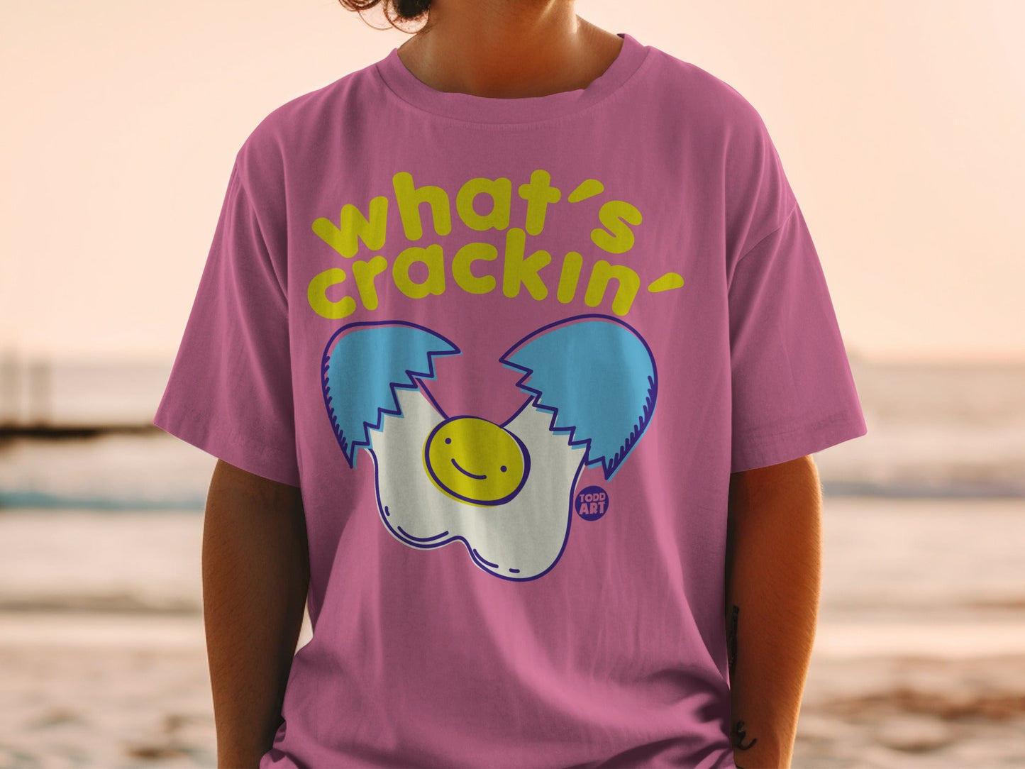 What's Crackin' Todd Art Smile Egg Graphic T-Shirt