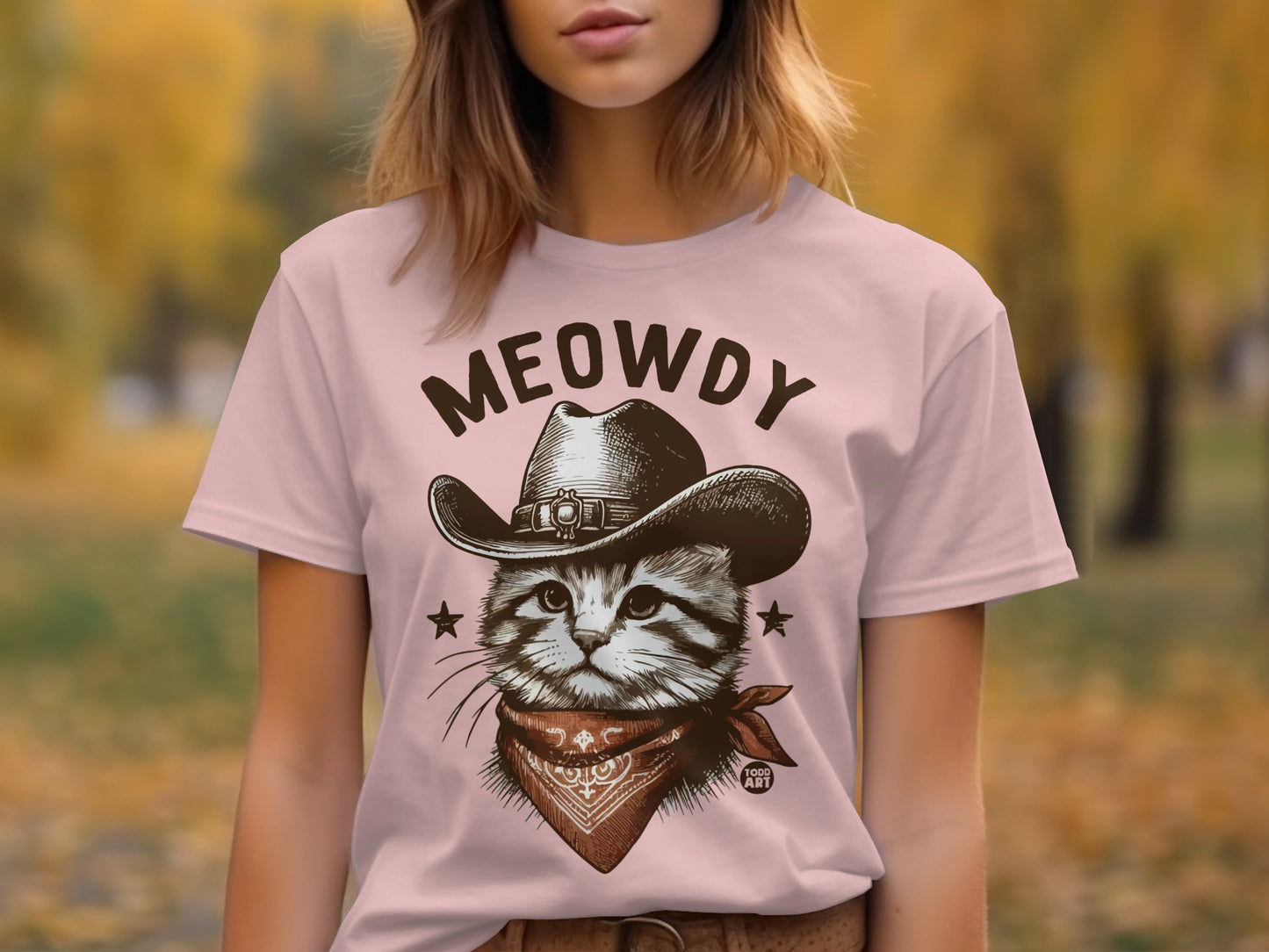 Meowdy Cute Cat Cowboy Graphic T-Shirt