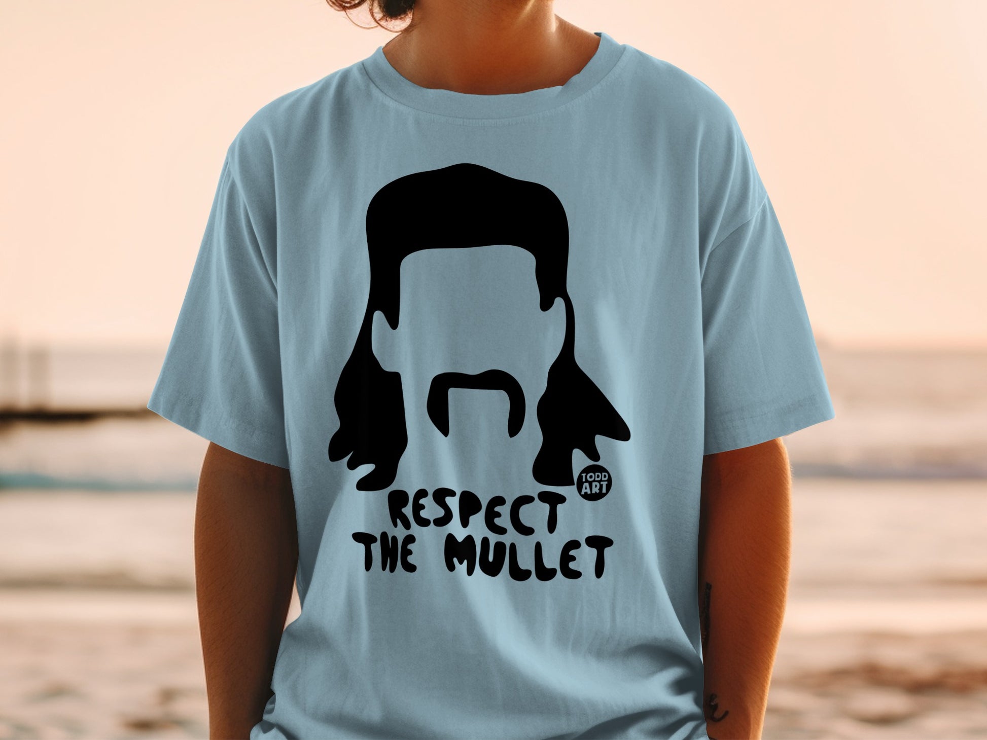 Light Blue Respect The Mullet Graphic product type