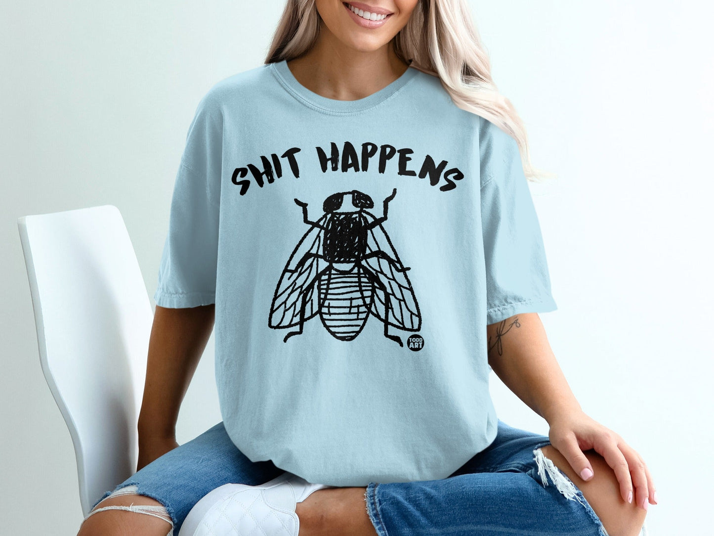 Shit Happens Graphic Fly Todd Art Design T-Shirt
