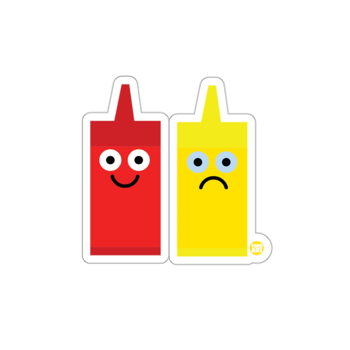 Cute Ketchup and Mustard Cartoon Characters Sticker
