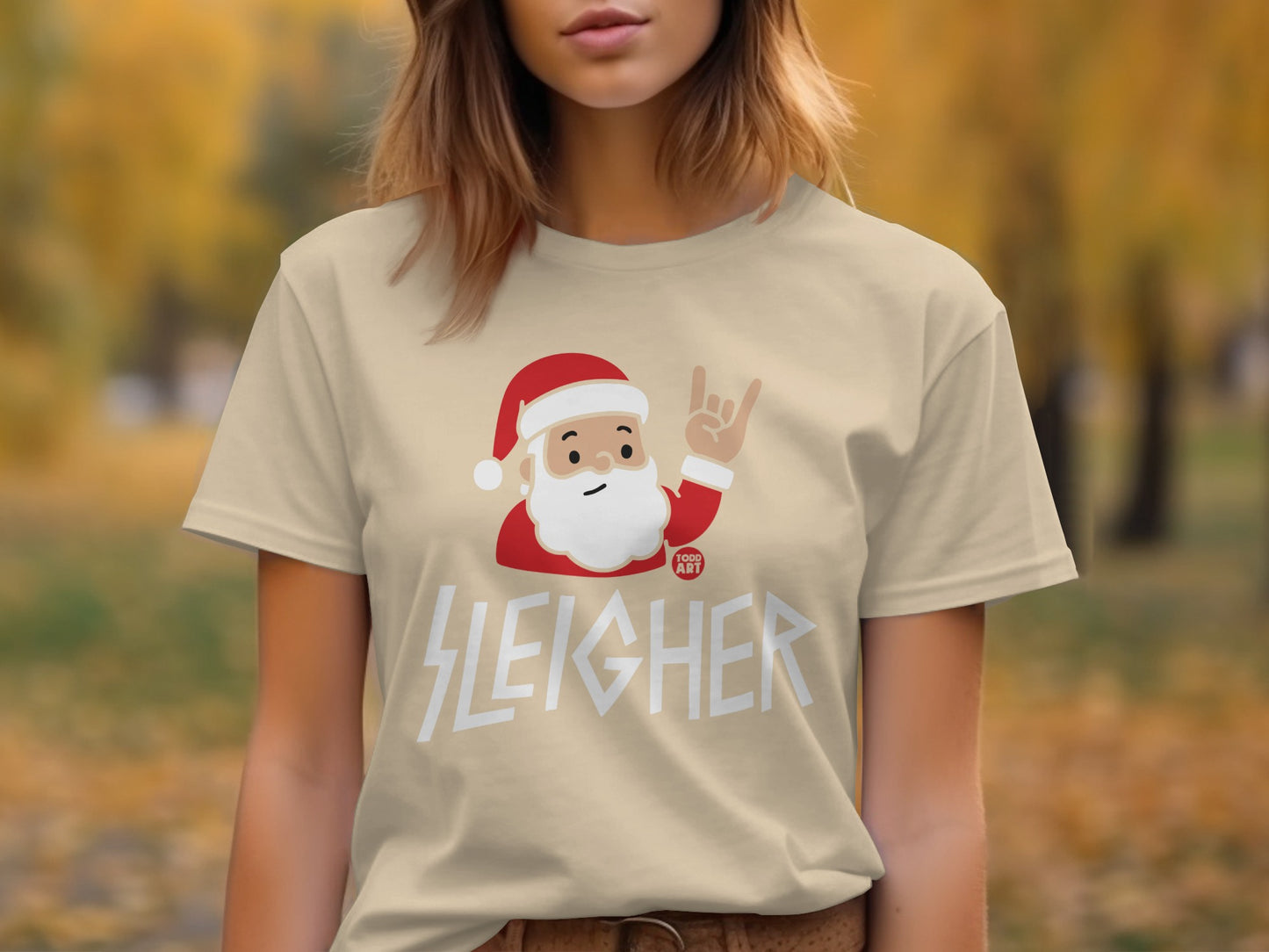 Christmas Rock Santa Sleigher Graphic T-shirt