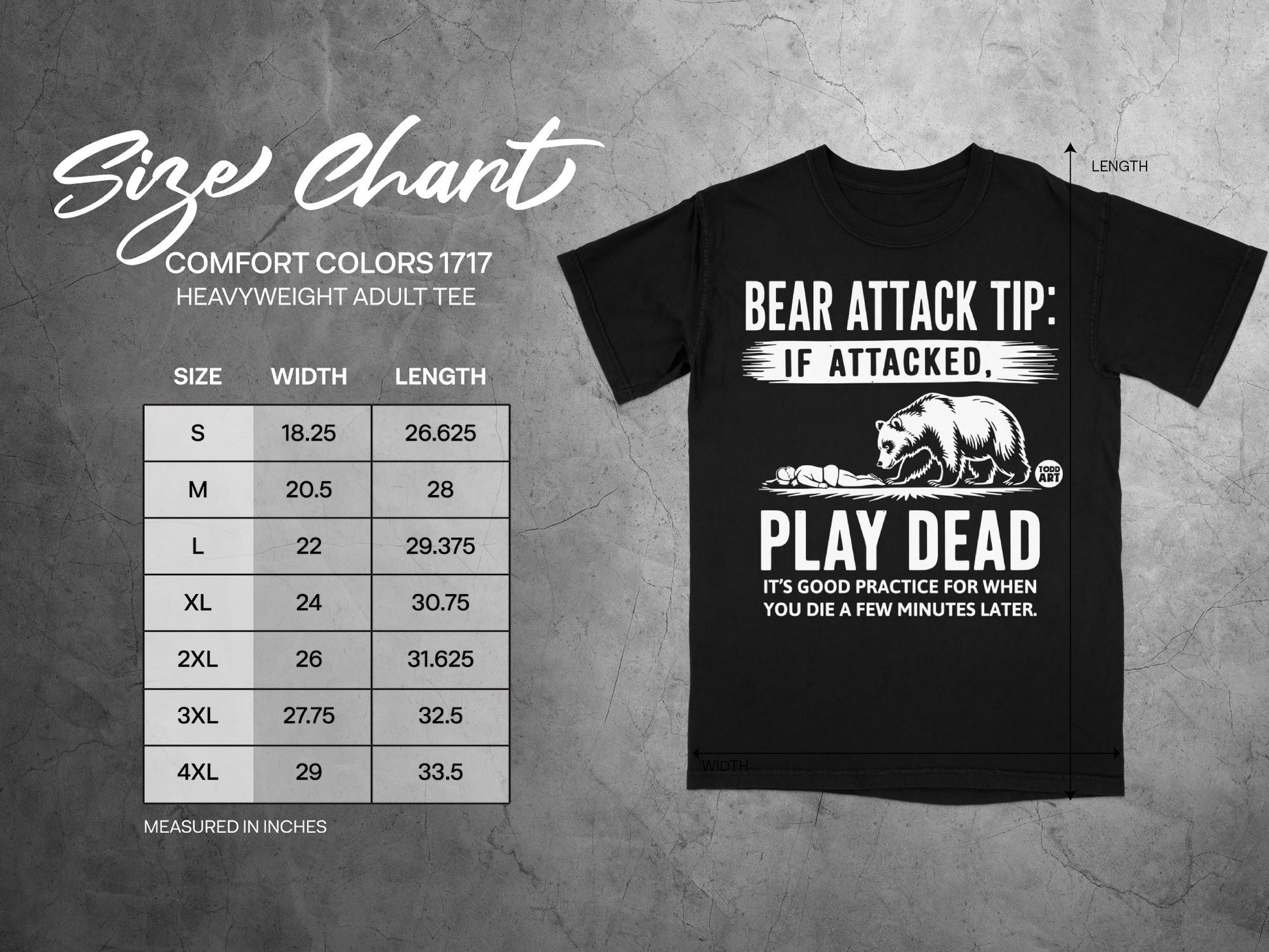 Bear Attack Tip Play Dead Funny Survival Guide Shirt