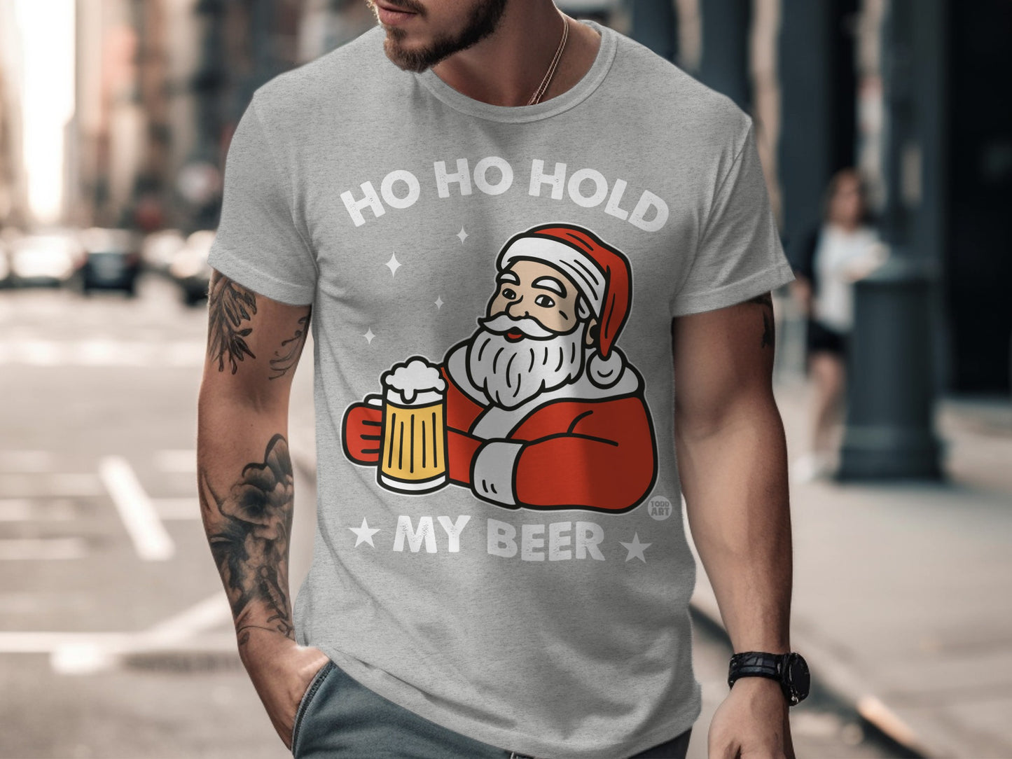 Ho Ho Hold My Beer Santa Claus T-Shirt Product
