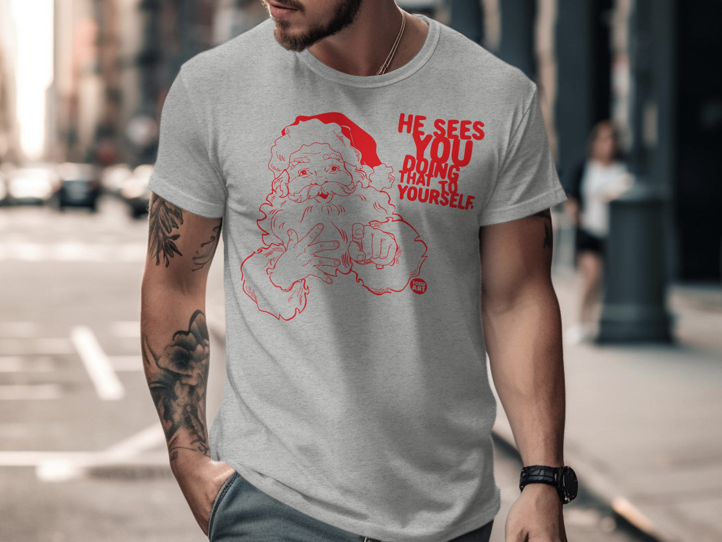 He Sees You Doing That Santa Claus Design T-shirt