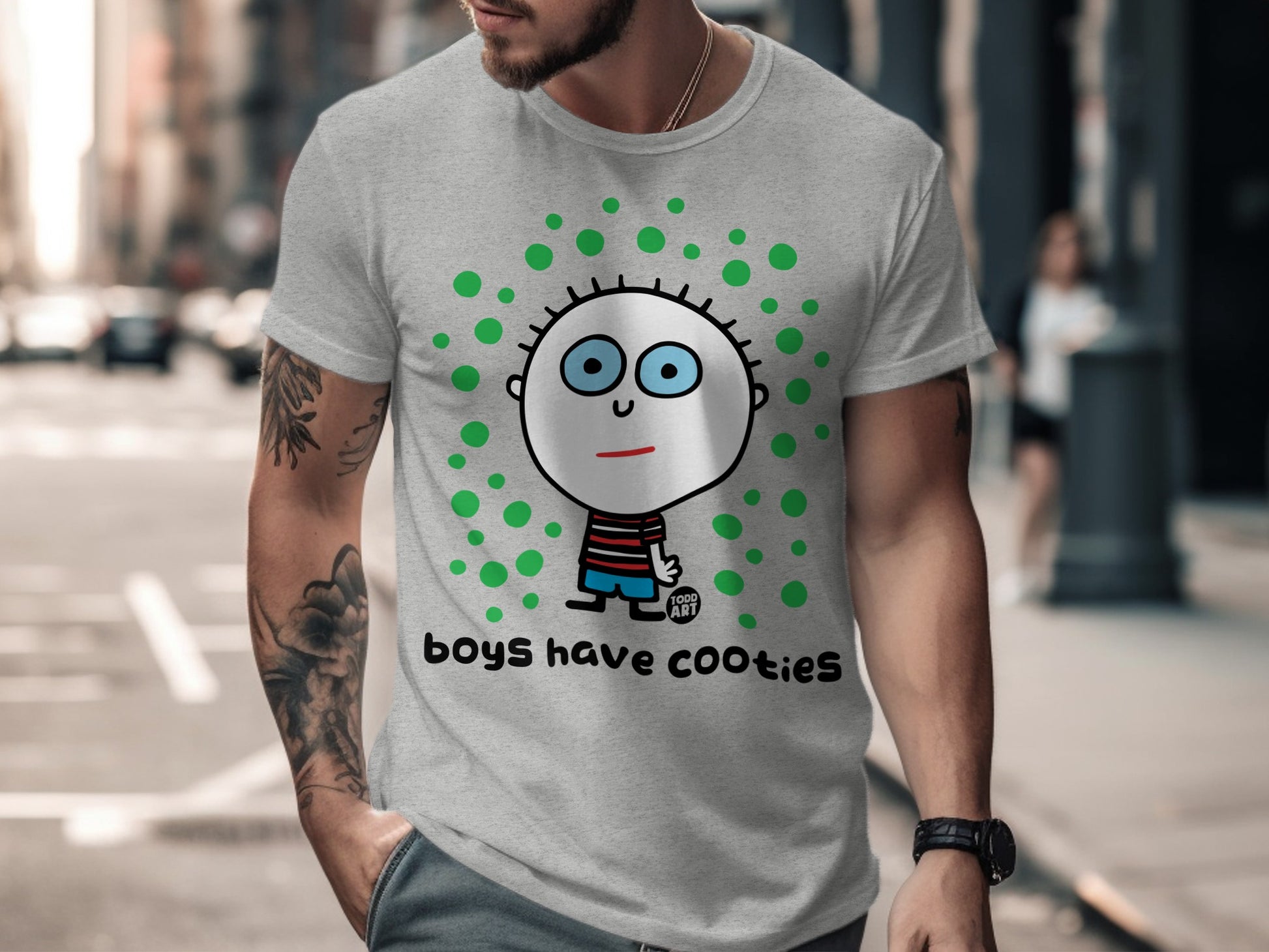 Boys Have Cooties Cartoon Character T-shirt