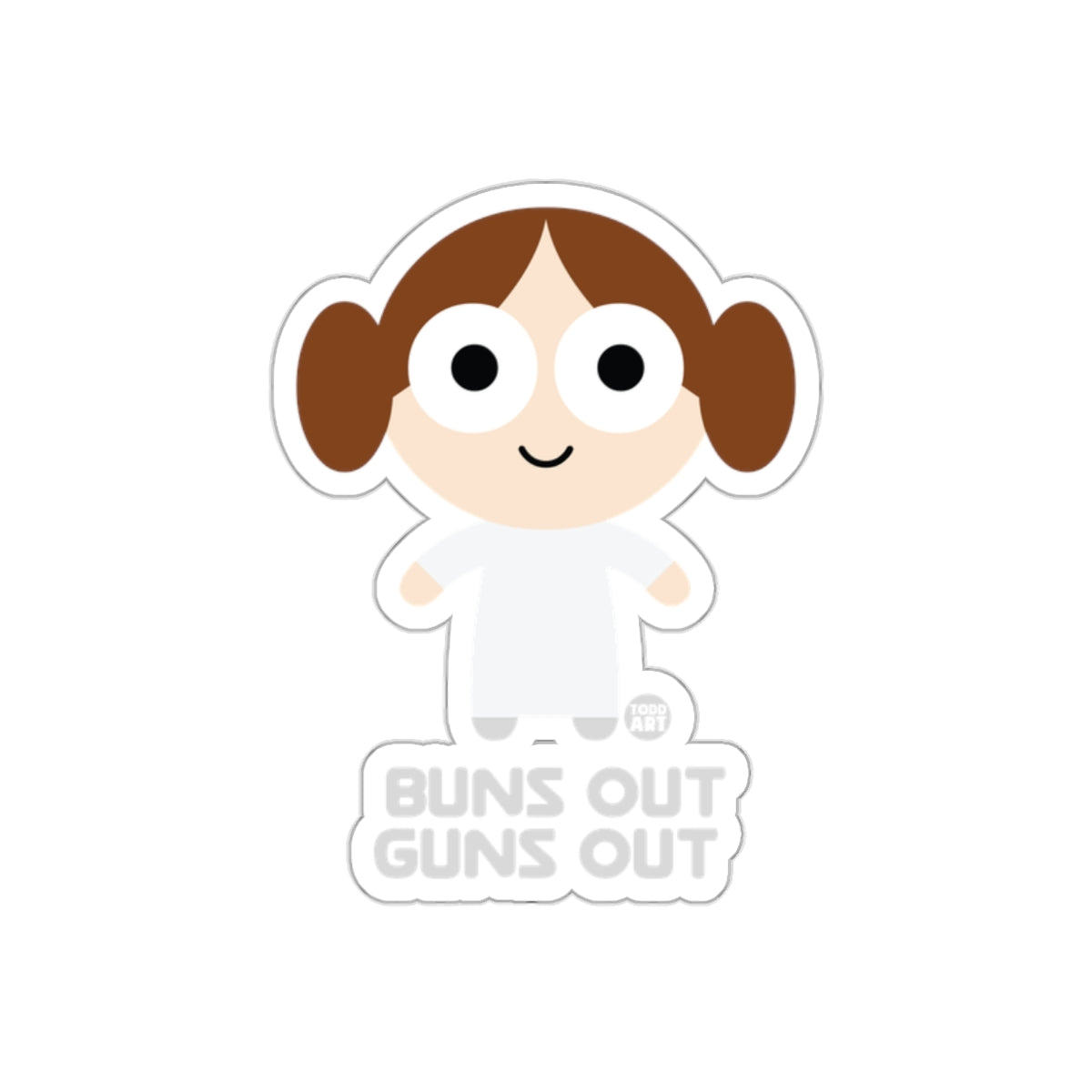 Buns Out Guns Out Todd Art Cartoon Style Character sticker
