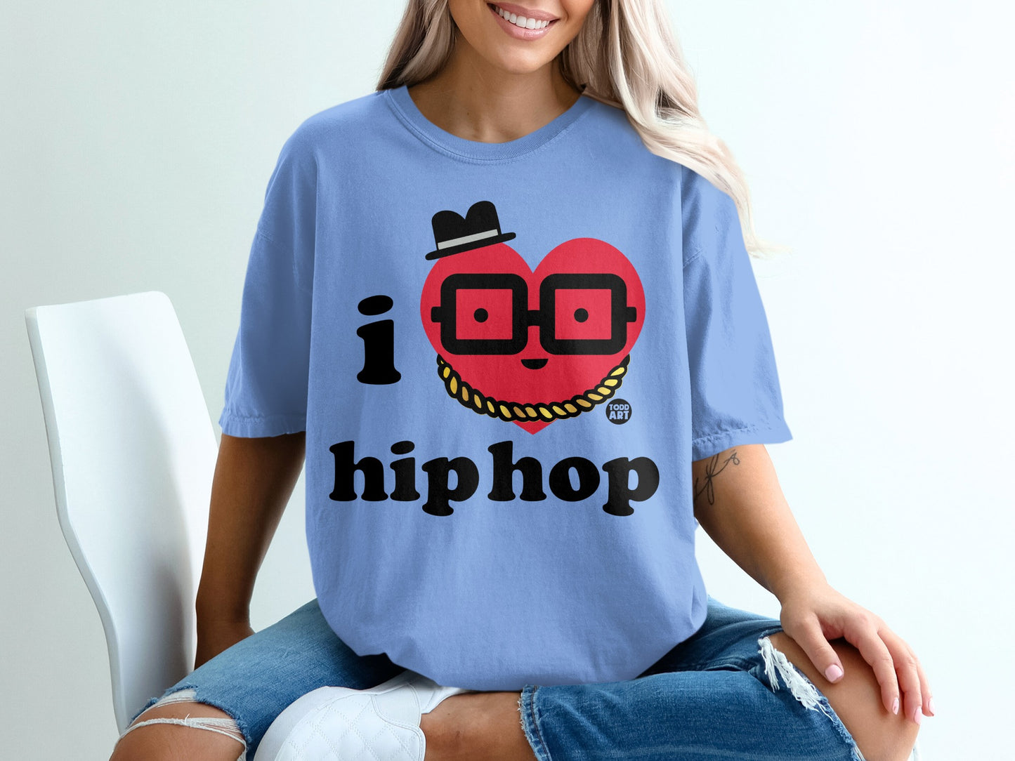 I Love Hip Hop Graphic Design Shirt Casual Wear