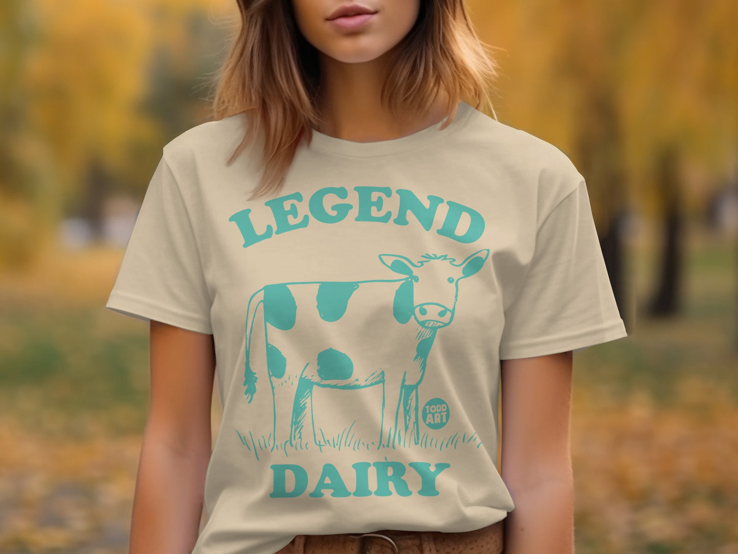 LEGEND DAIRY Funny Cow Design Unisex Shirt Casual Tee