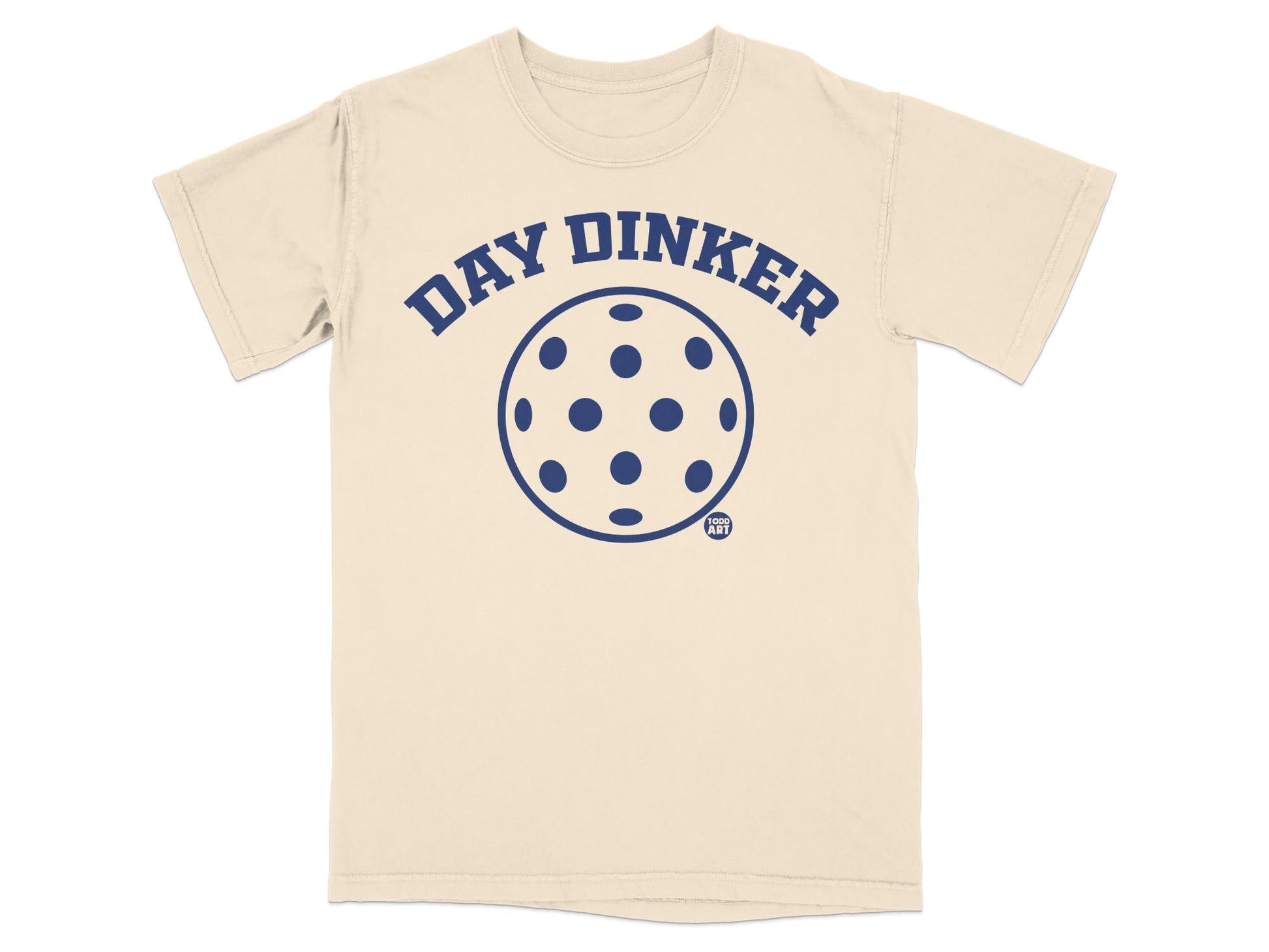 Cream t-shirt with "DAY DINKER" and pickleball graphic.