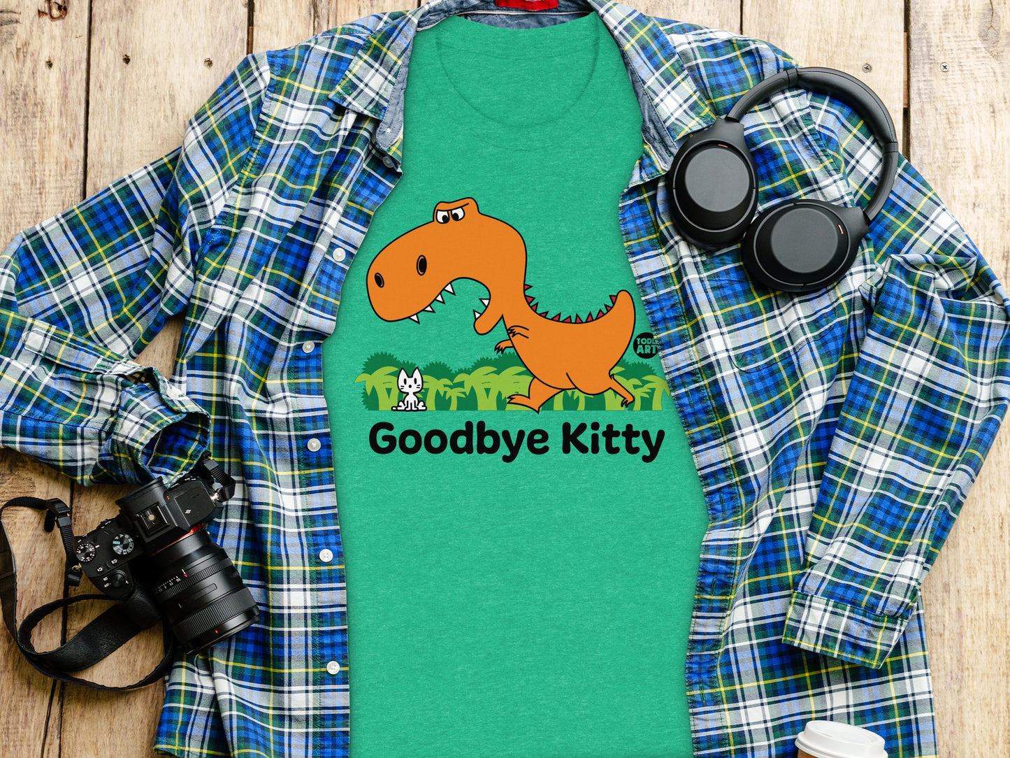 Goodbye Kitty Dinosaur Graphic T-Shirt for Humor