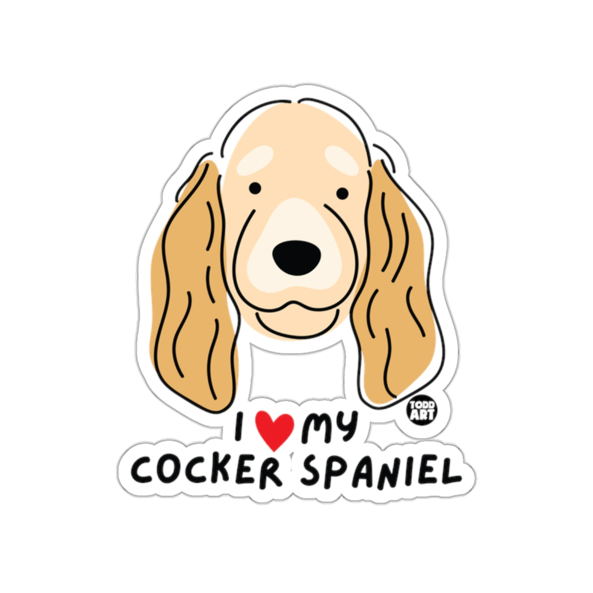 I Love My Cocker Spaniel Cartoon Design Sticker